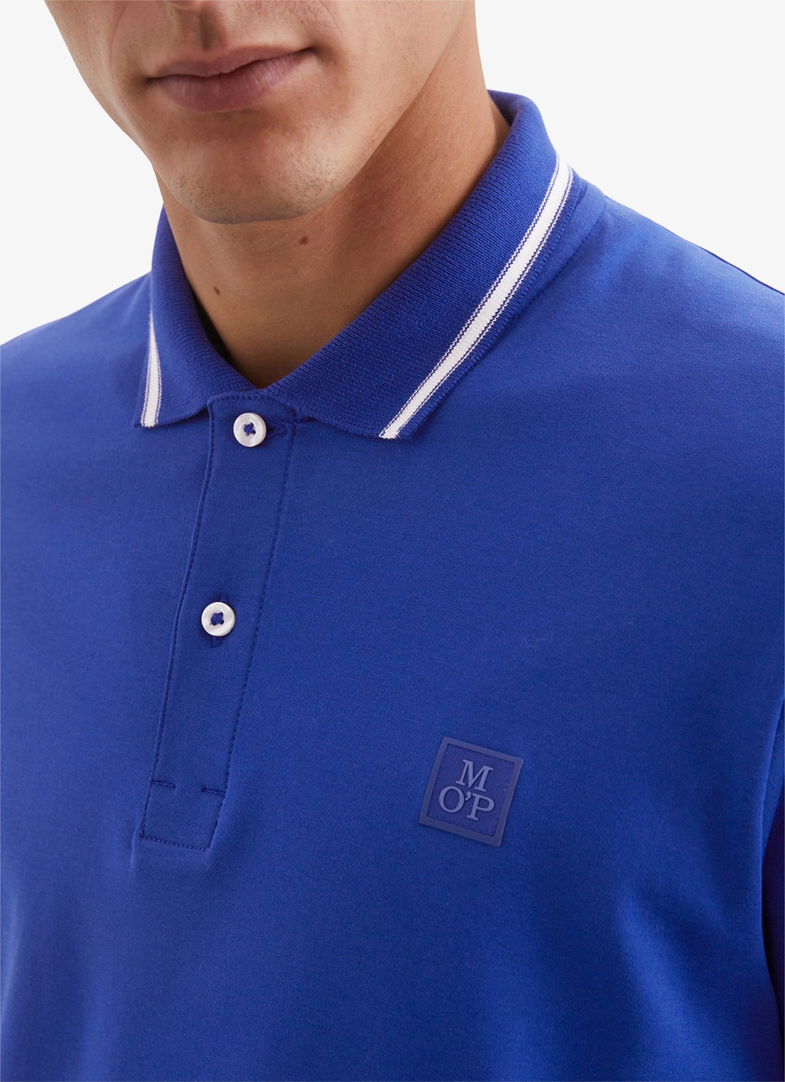 Marc O'Polo Regular fit polo van  katoen - detail 4 gebroken wit