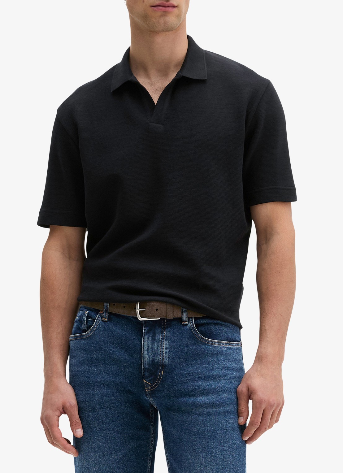 Marc O'Polo Regular fit polo - detail zwart