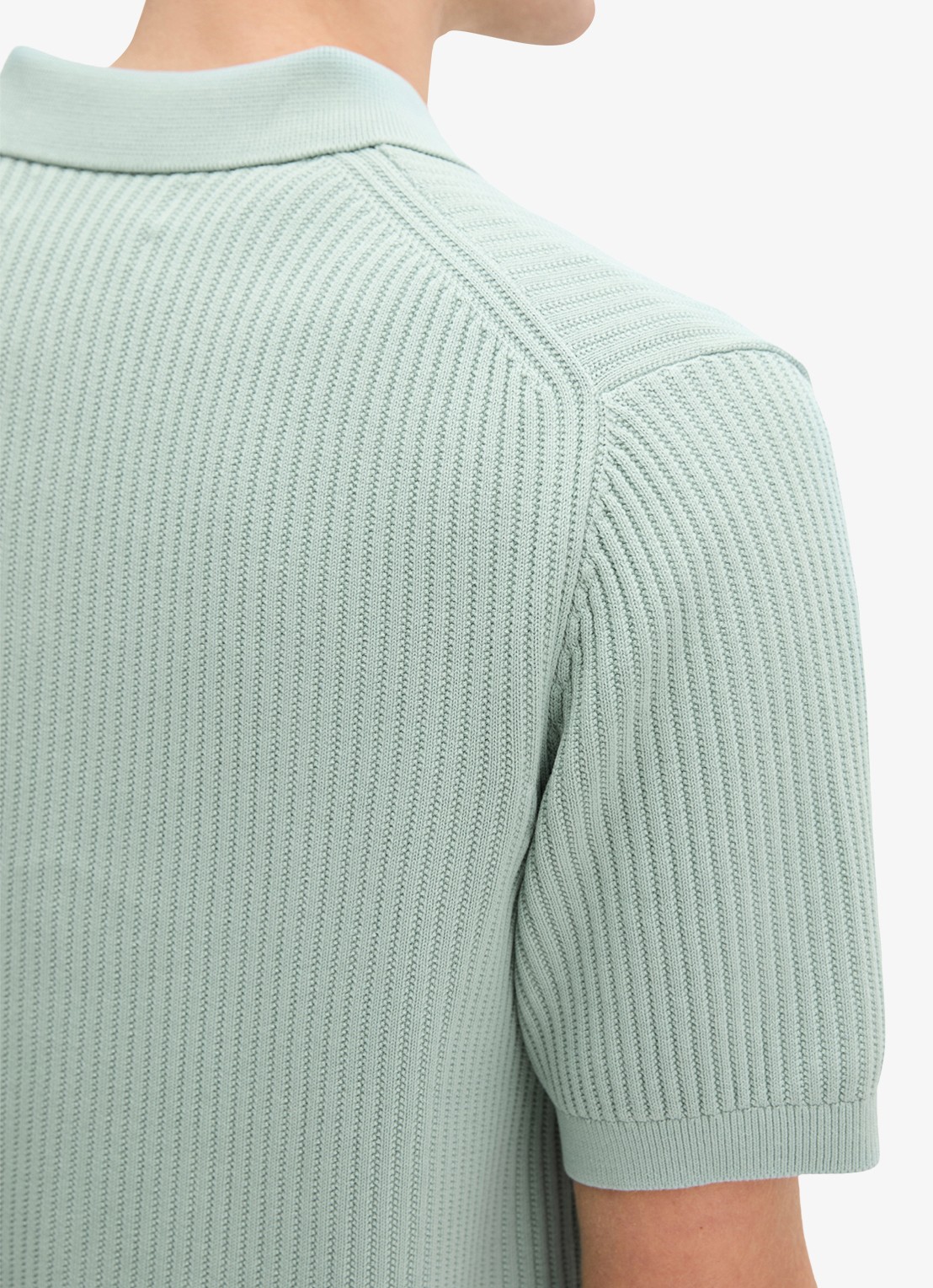 Marc O'Polo Ribgebreide polo  - detail 5 lindegroen