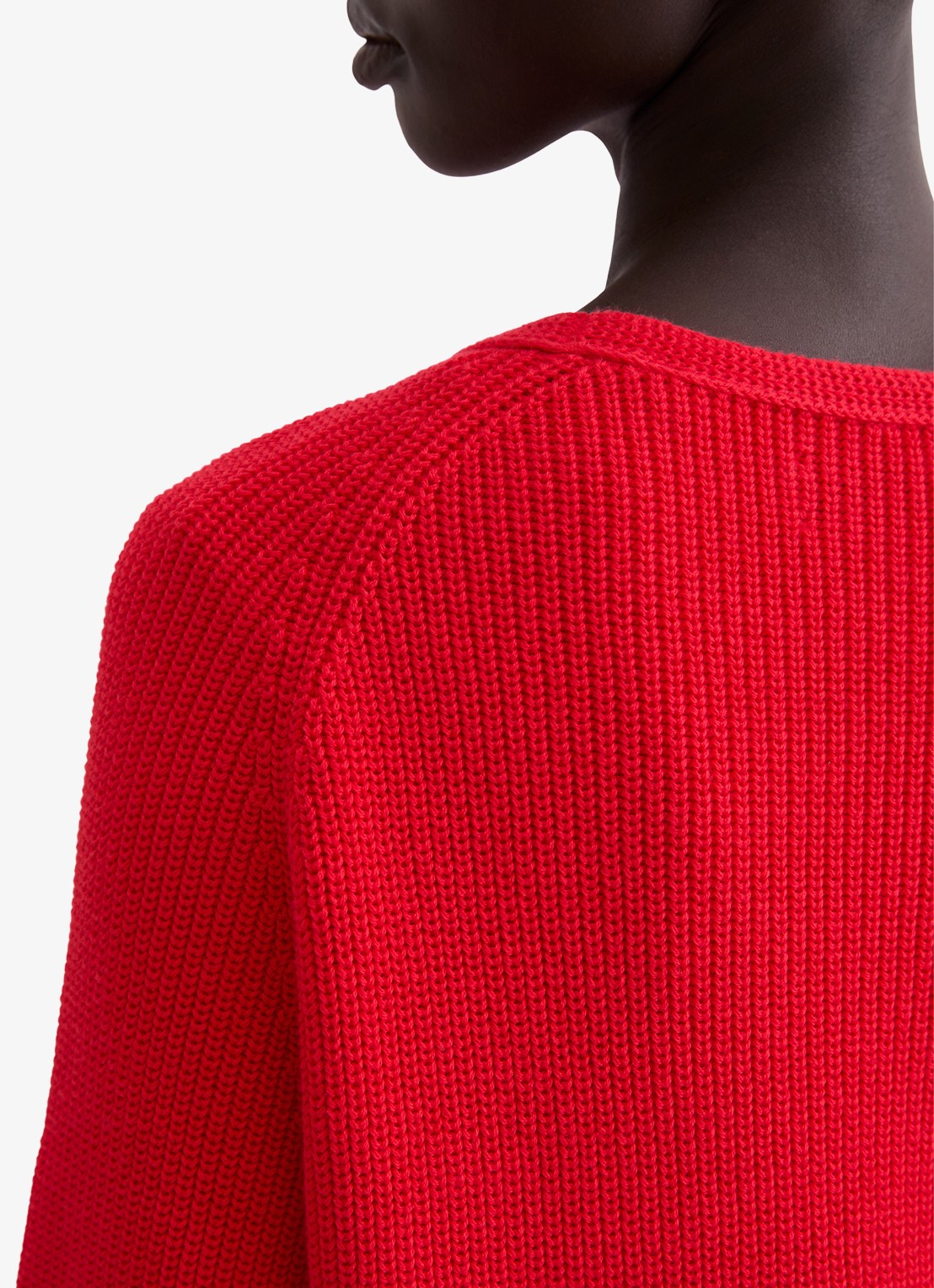 Marc O'Polo Ribgebreide pullover van katoen - detail 3 vuurrood