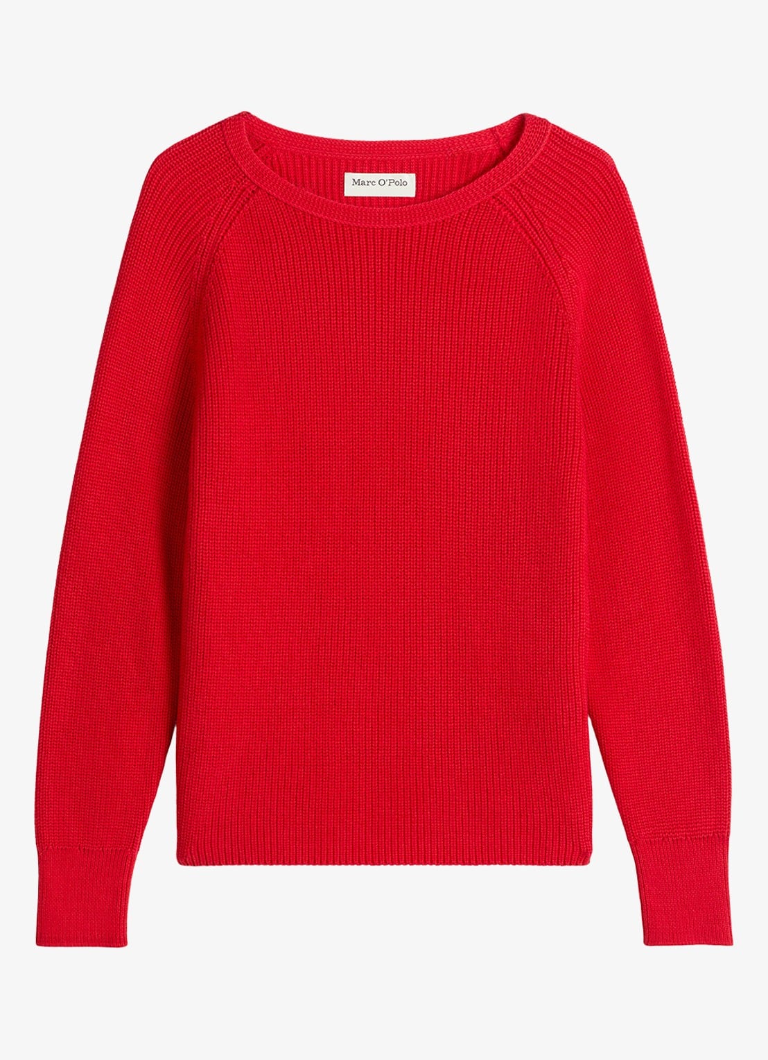 Marc O'Polo Ribgebreide pullover van katoen - voorkant 4 vuurrood