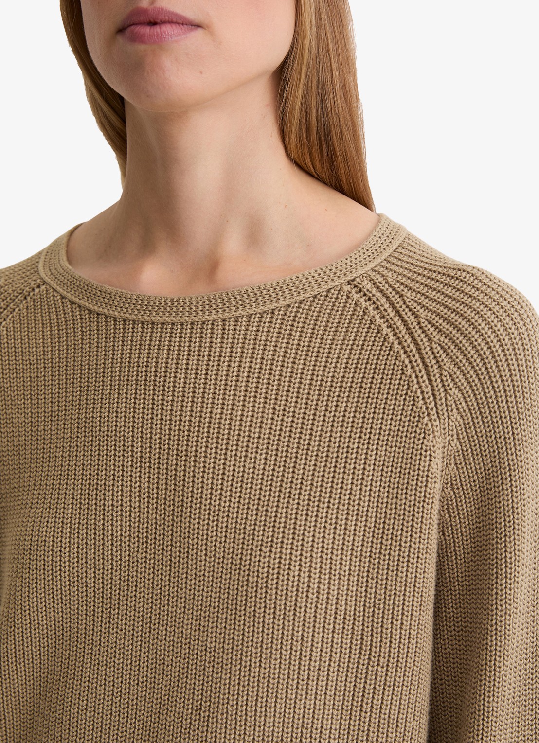 Marc O'Polo Ribgebreide pullover van katoen - detail 5 camel