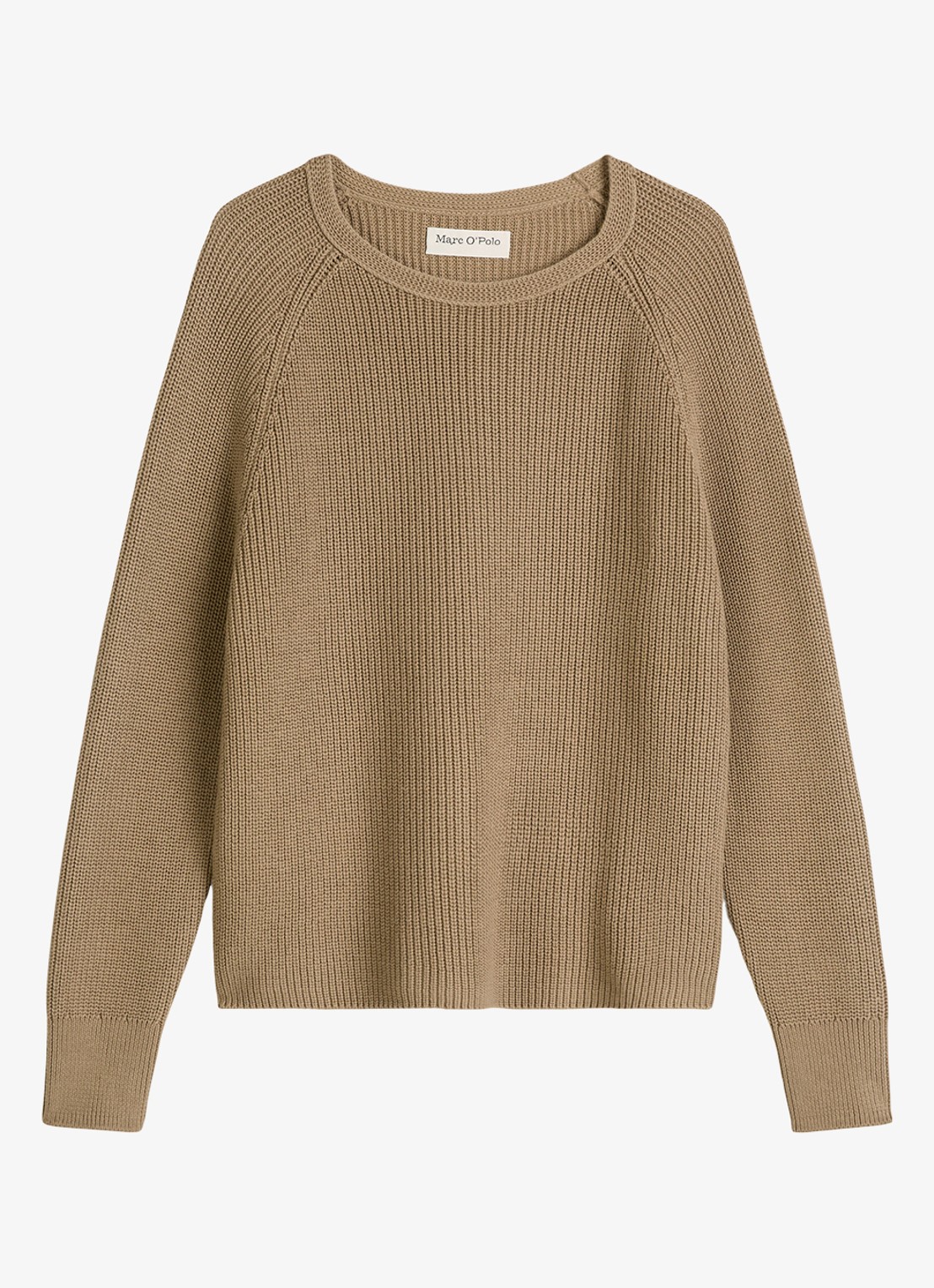 Marc O'Polo Ribgebreide pullover van katoen - voorkant 2 camel