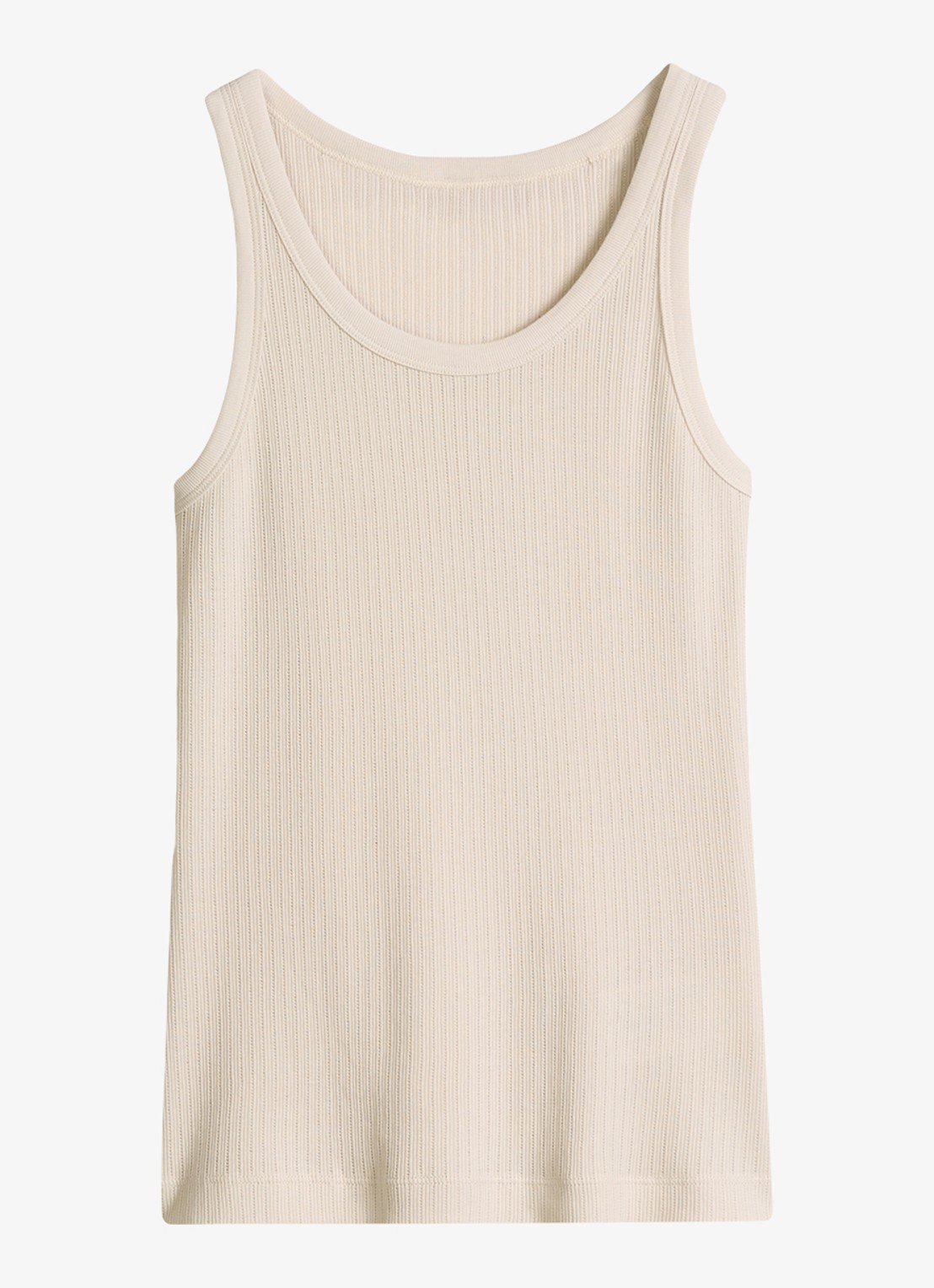 Marc O'Polo Ribgebreide tanktop met ronde hals - voorkant 4 beige
