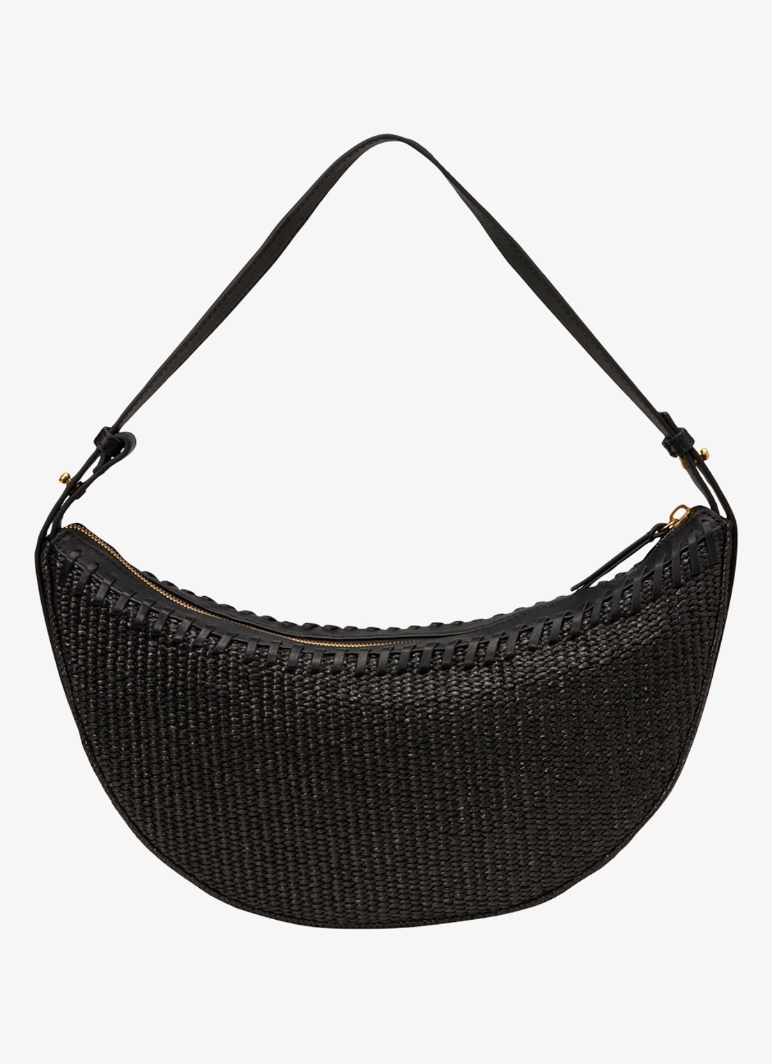 Marc O'Polo Schoudertas met details van leer - achterkant black / zwart