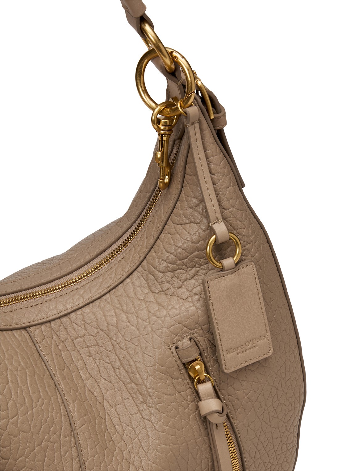 Marc O'Polo Schoudertas van leer met afneembare schouderriem - detail 2 taupe