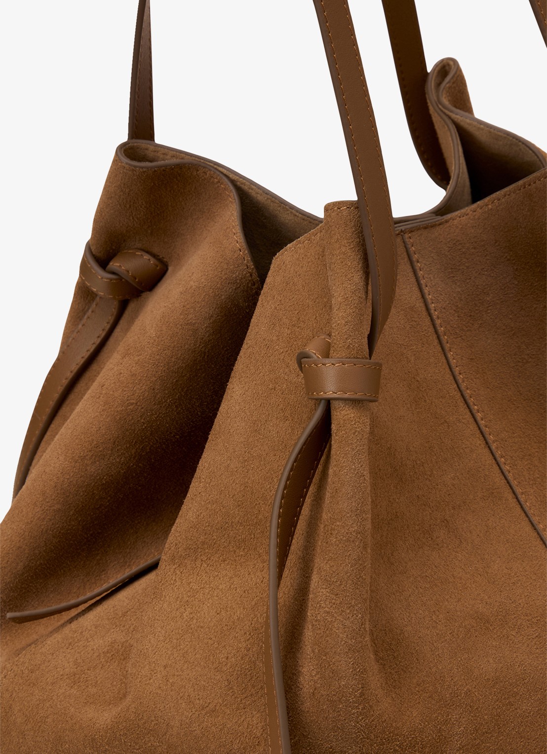 Marc O'Polo Schoudertas van leer met logo - detail 3 cognac