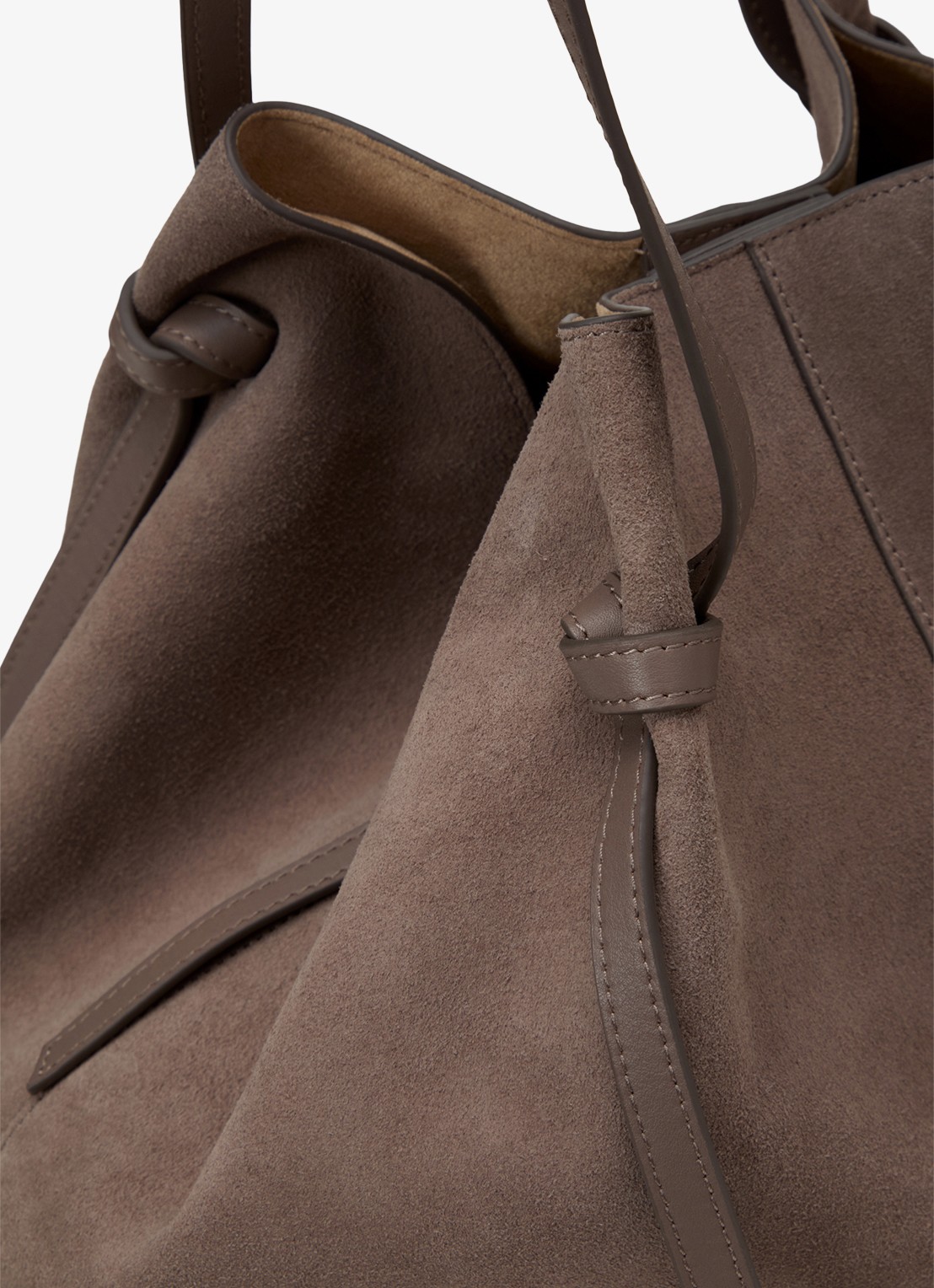Marc O'Polo Schoudertas van leer met logo - detail 4 donkerbruin