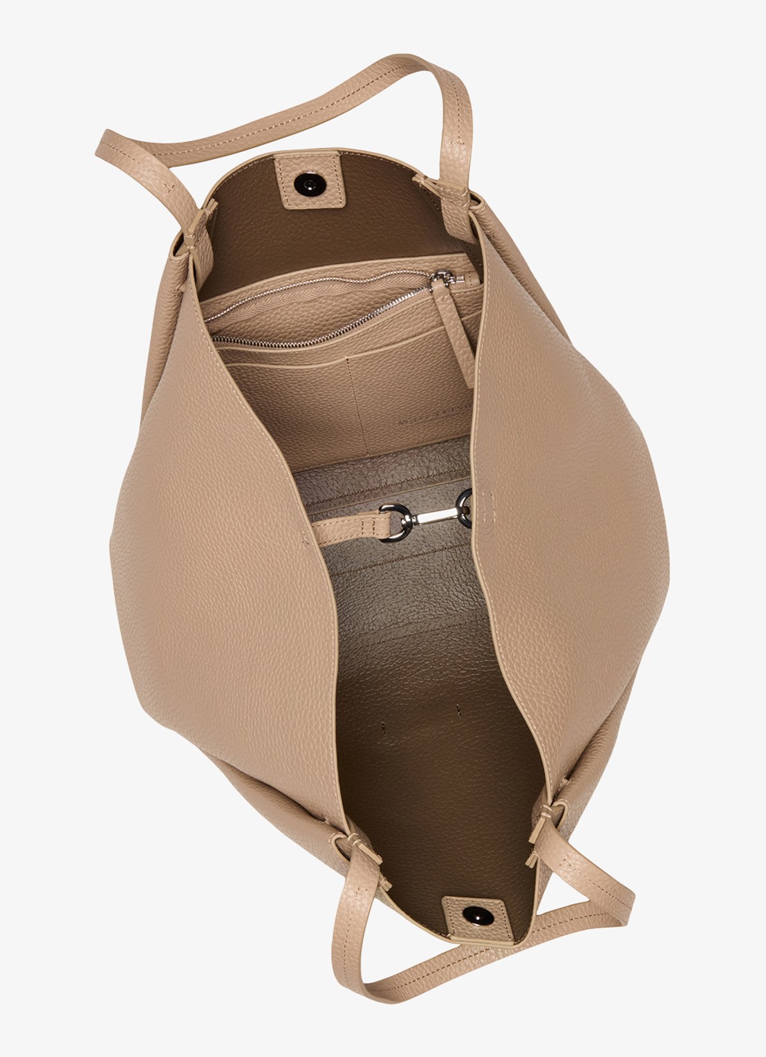 Marc O'Polo Schoudertas van leer met logo - detail 5 beige
