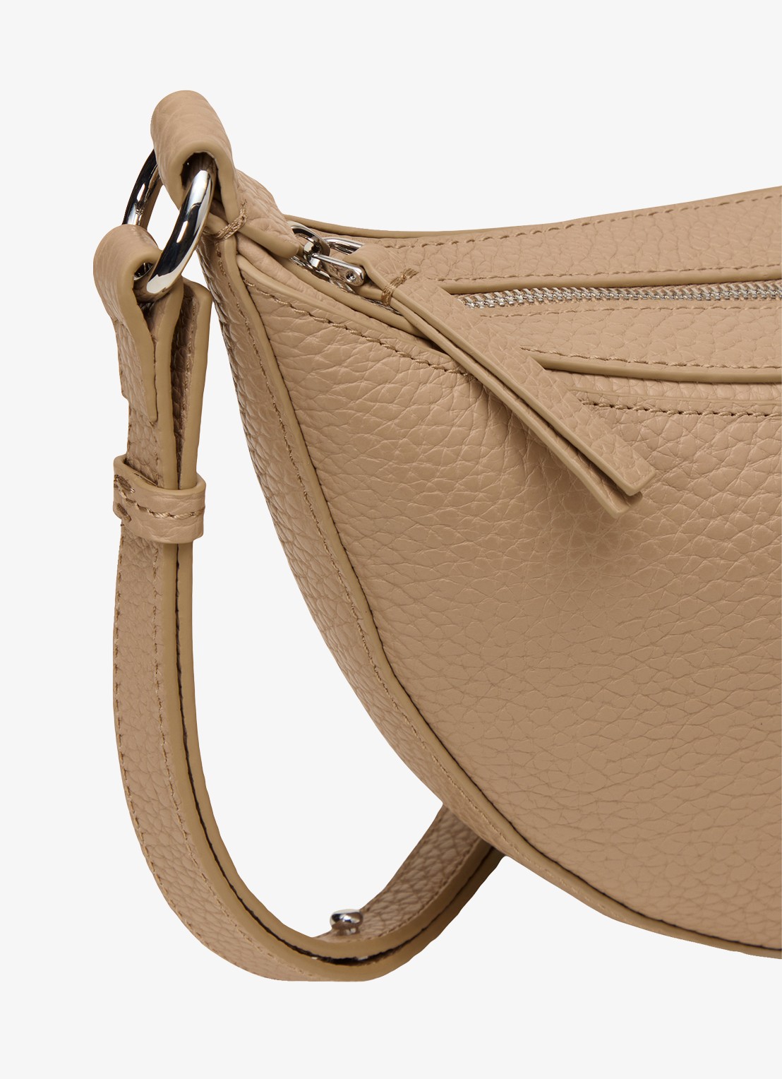 Marc O'Polo Schoudertas van leer met structuur - detail 4 taupe
