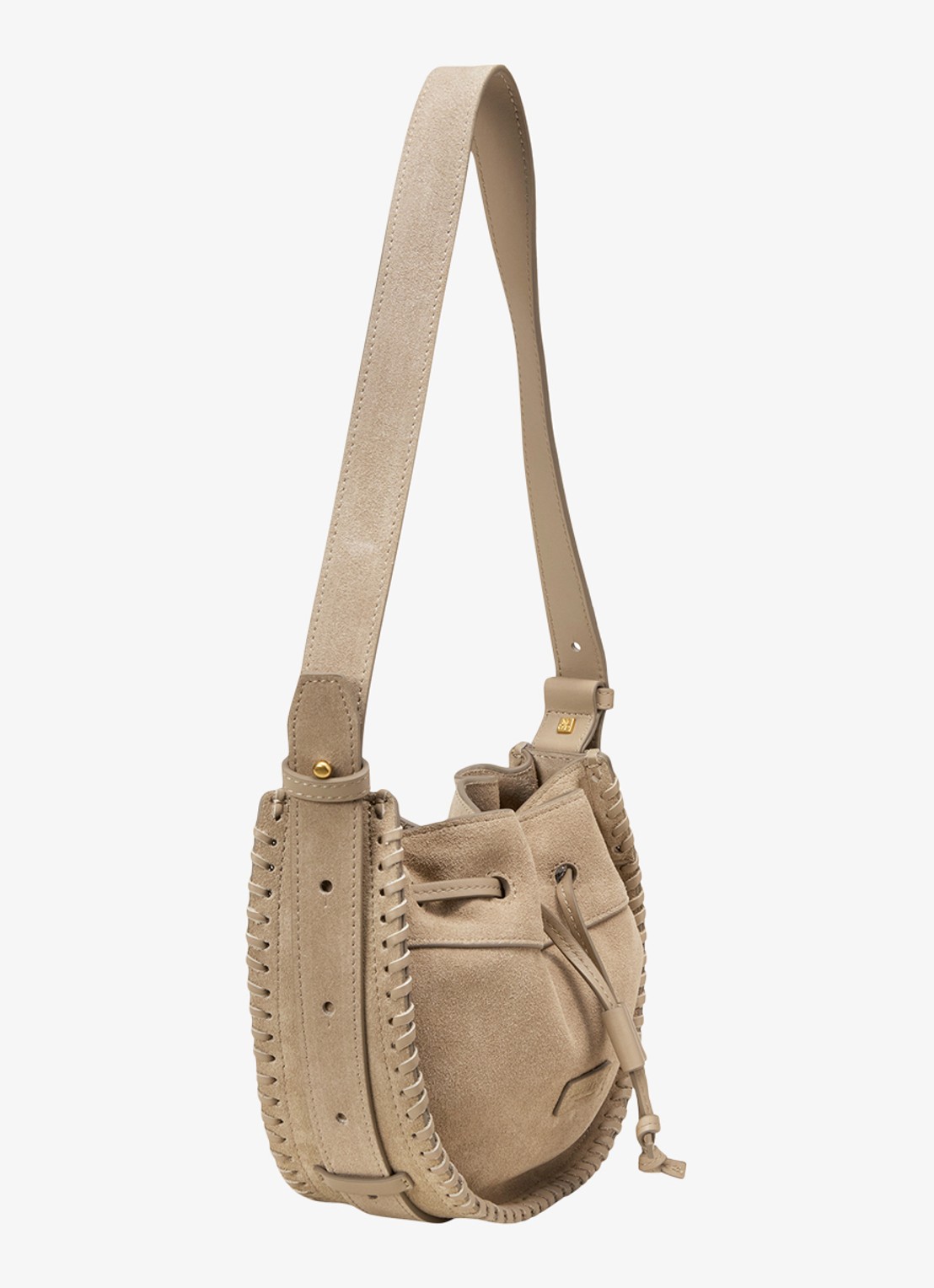 Marc O'Polo Schoudertas van suède  met verstelbare schouderriem - detail 3 earthy taupe / beige