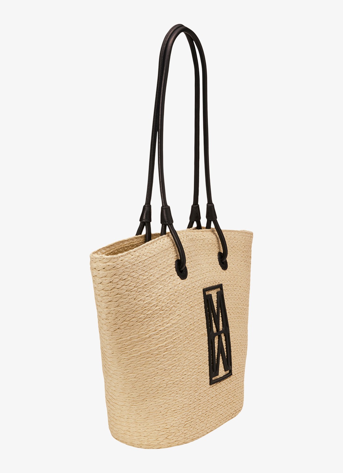 Marc O'Polo Shopper van raffia met leren details - detail 2 light rafia / beige