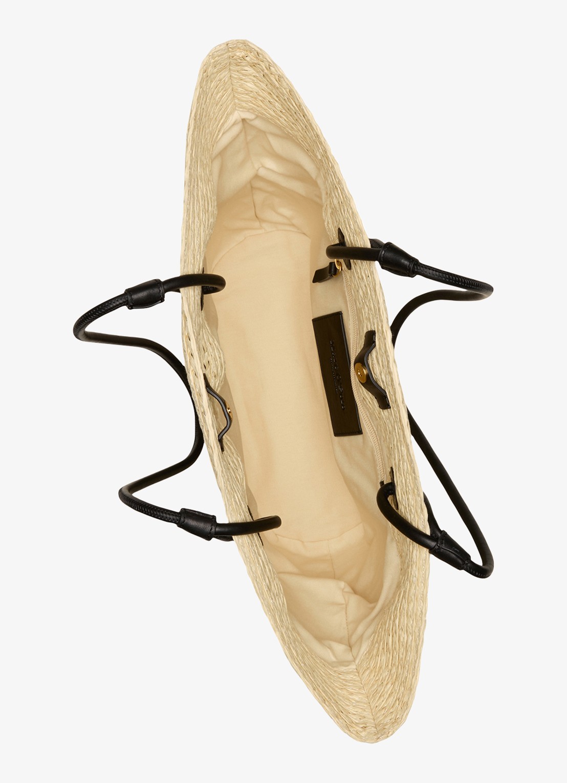 Marc O'Polo Shopper van raffia met leren details - detail 4 light rafia / beige