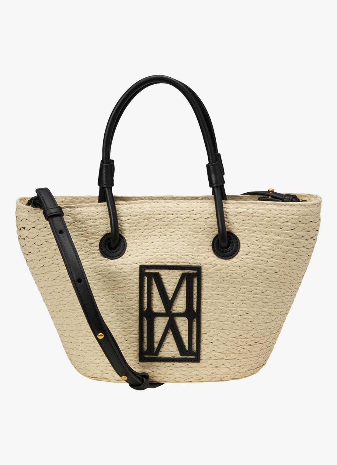 Marc O'Polo Shopper van raffia met logo - voorkant 4 light raffia-8946 / beige