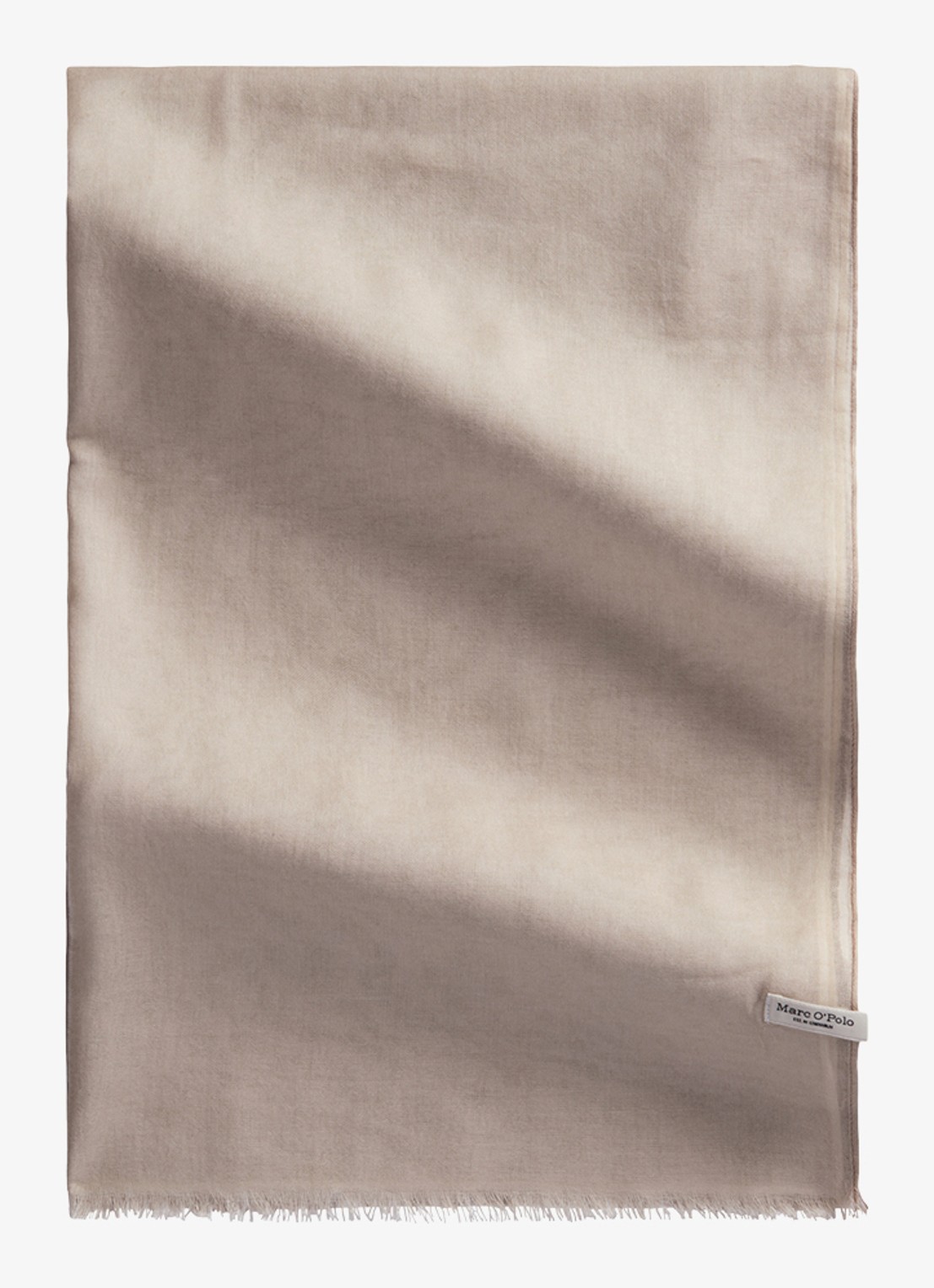 Marc O'Polo Sjaal in katoenblend met logo - voorkant beige