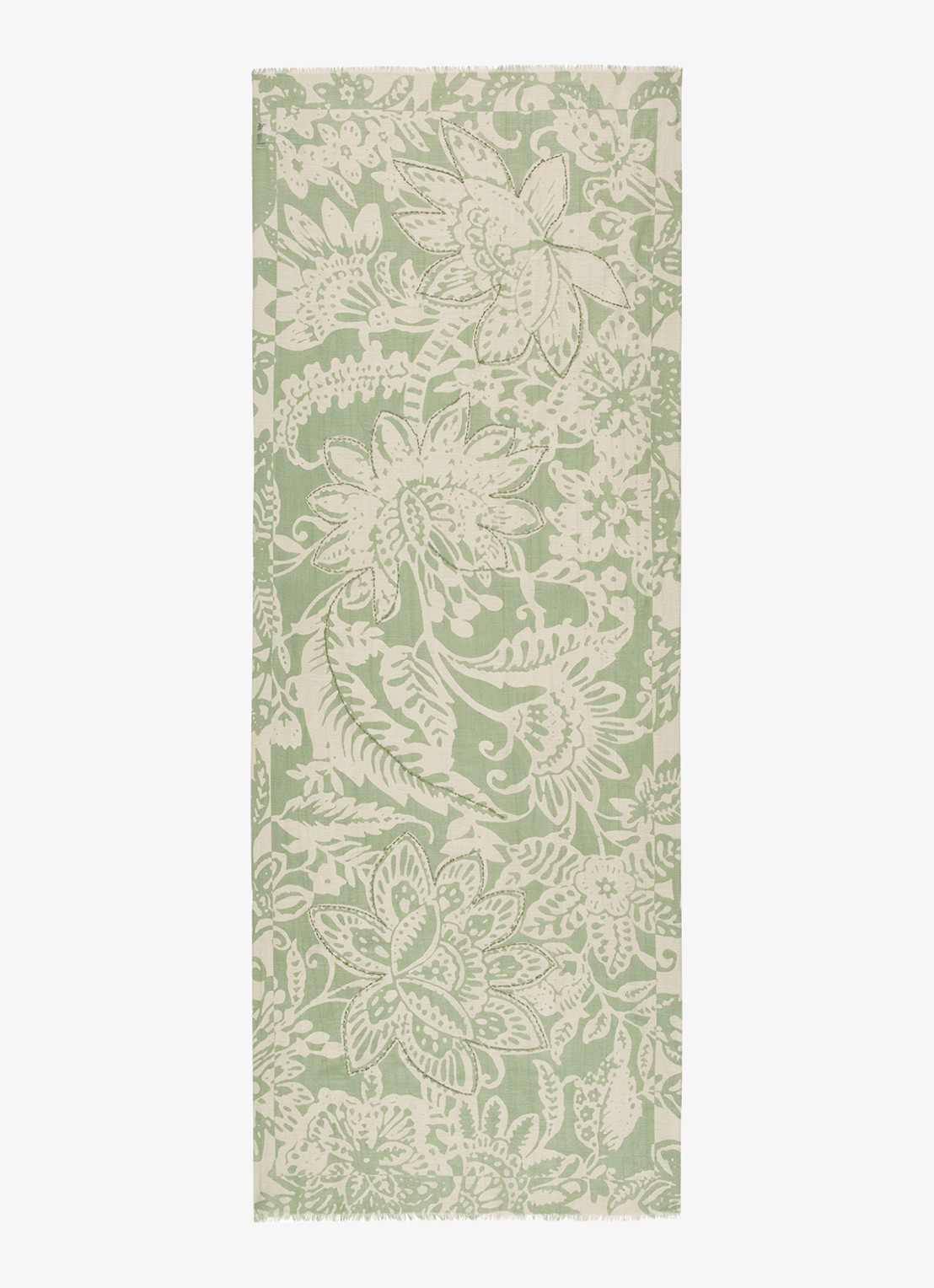 Marc O'Polo Sjaal met bloemenprint - detail 3 lindegroen