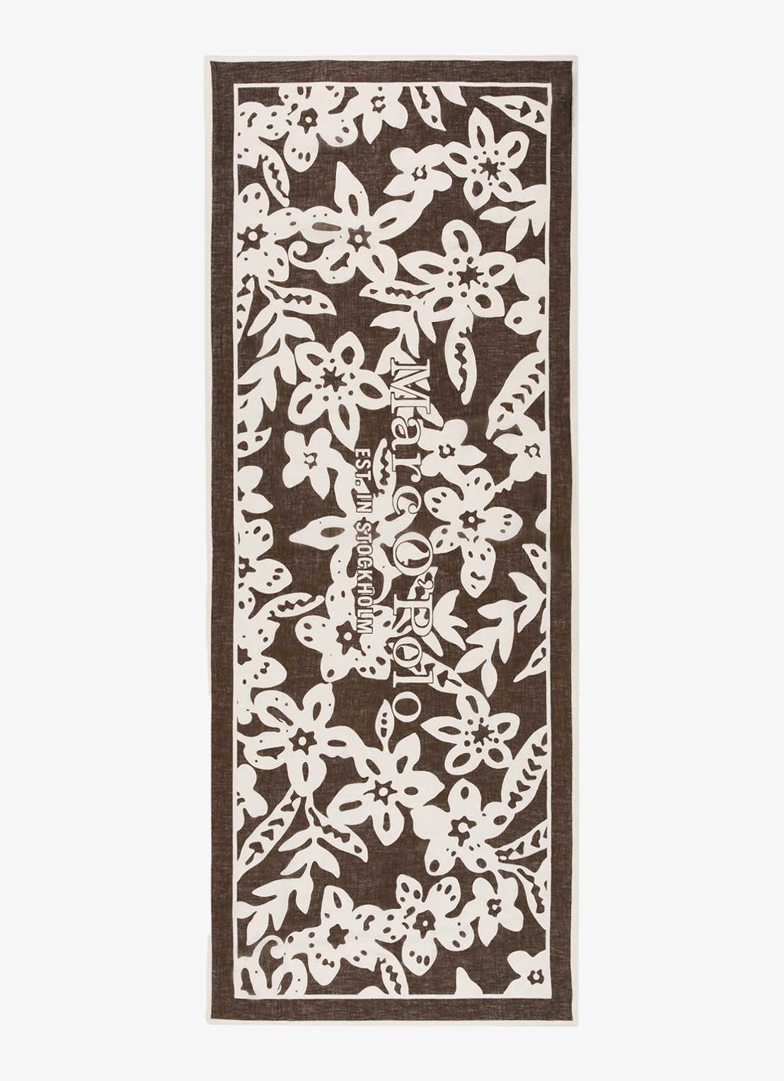 Marc O'Polo Sjaal met bloemenprint - detail donkerbruin