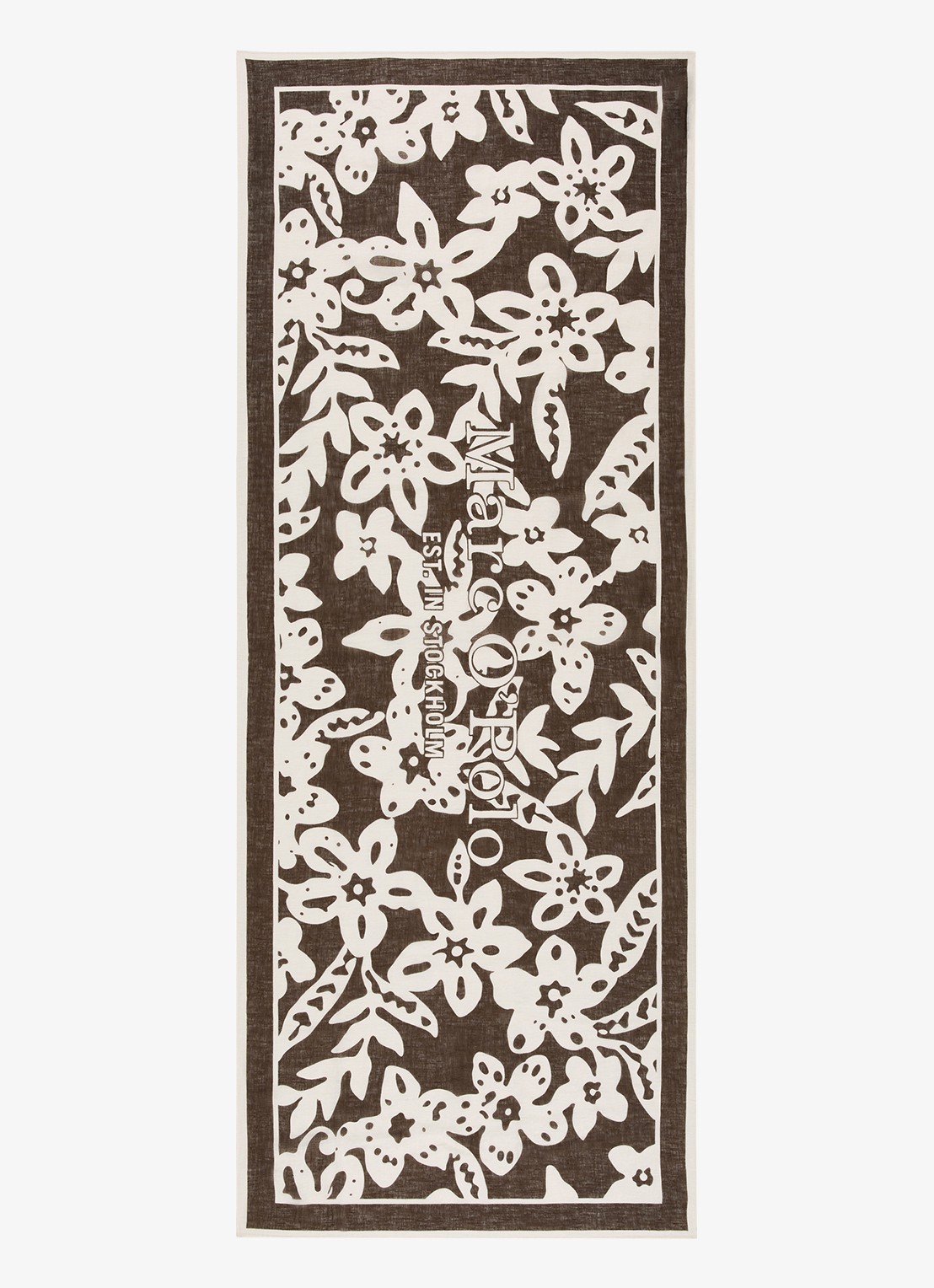 Marc O'Polo Sjaal met bloemenprint - voorkant 5 donkerbruin