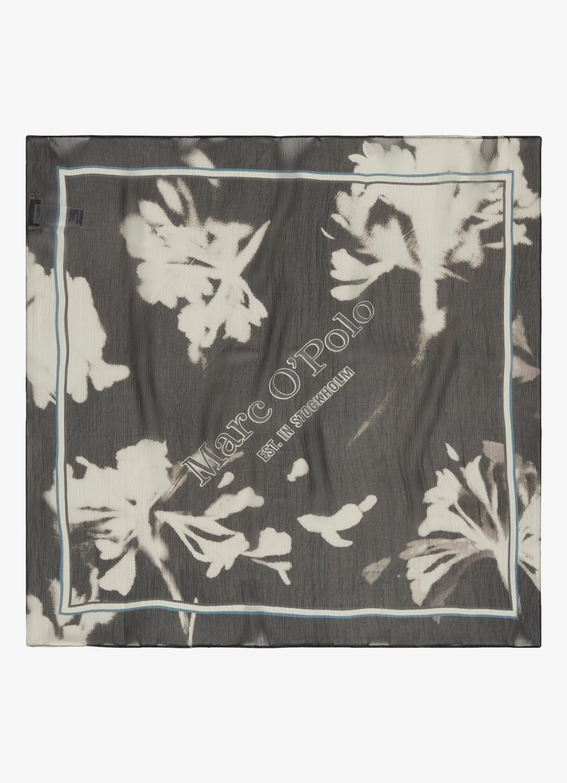 Marc O'Polo Sjaal met print - detail 3 dark grey_multi_02-0533 / grijs