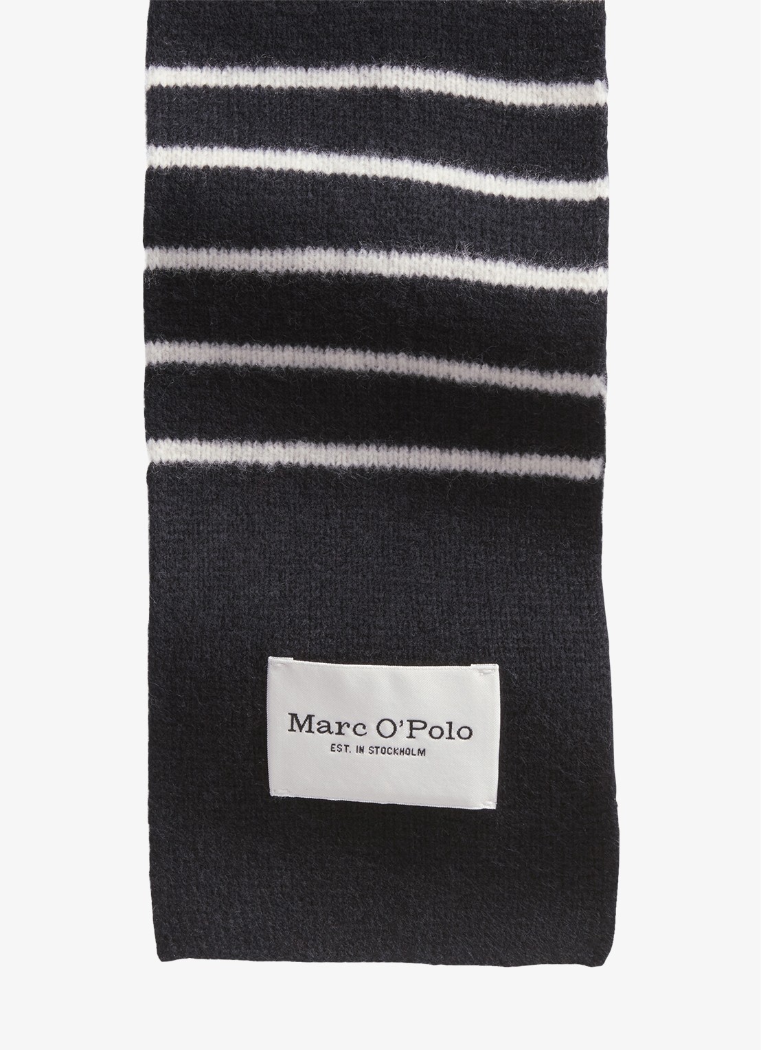 Marc O'Polo Sjaal met streepprint - detail donkerblauw
