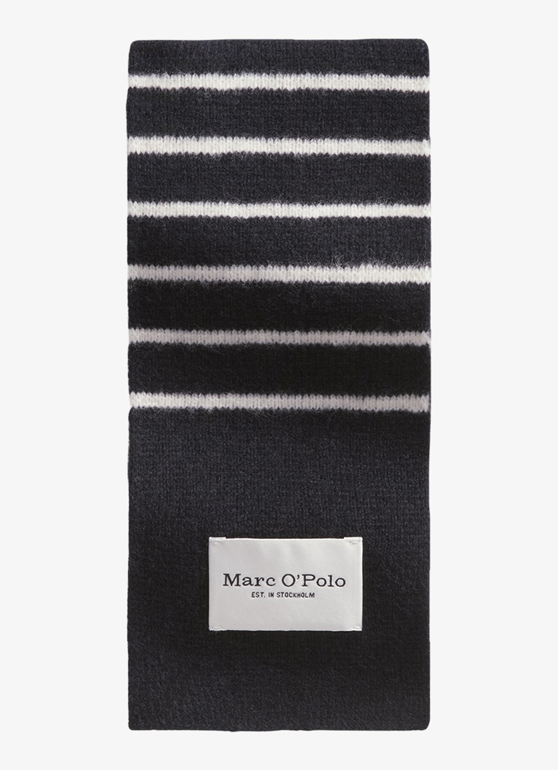 Marc O'Polo Sjaal met streepprint - voorkant 3 donkerblauw
