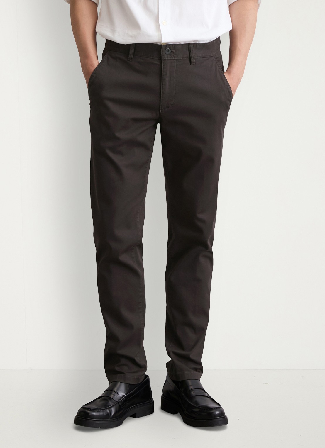 Marc O'Polo Stig shaped fit chino met stretch - detail donkergrijs