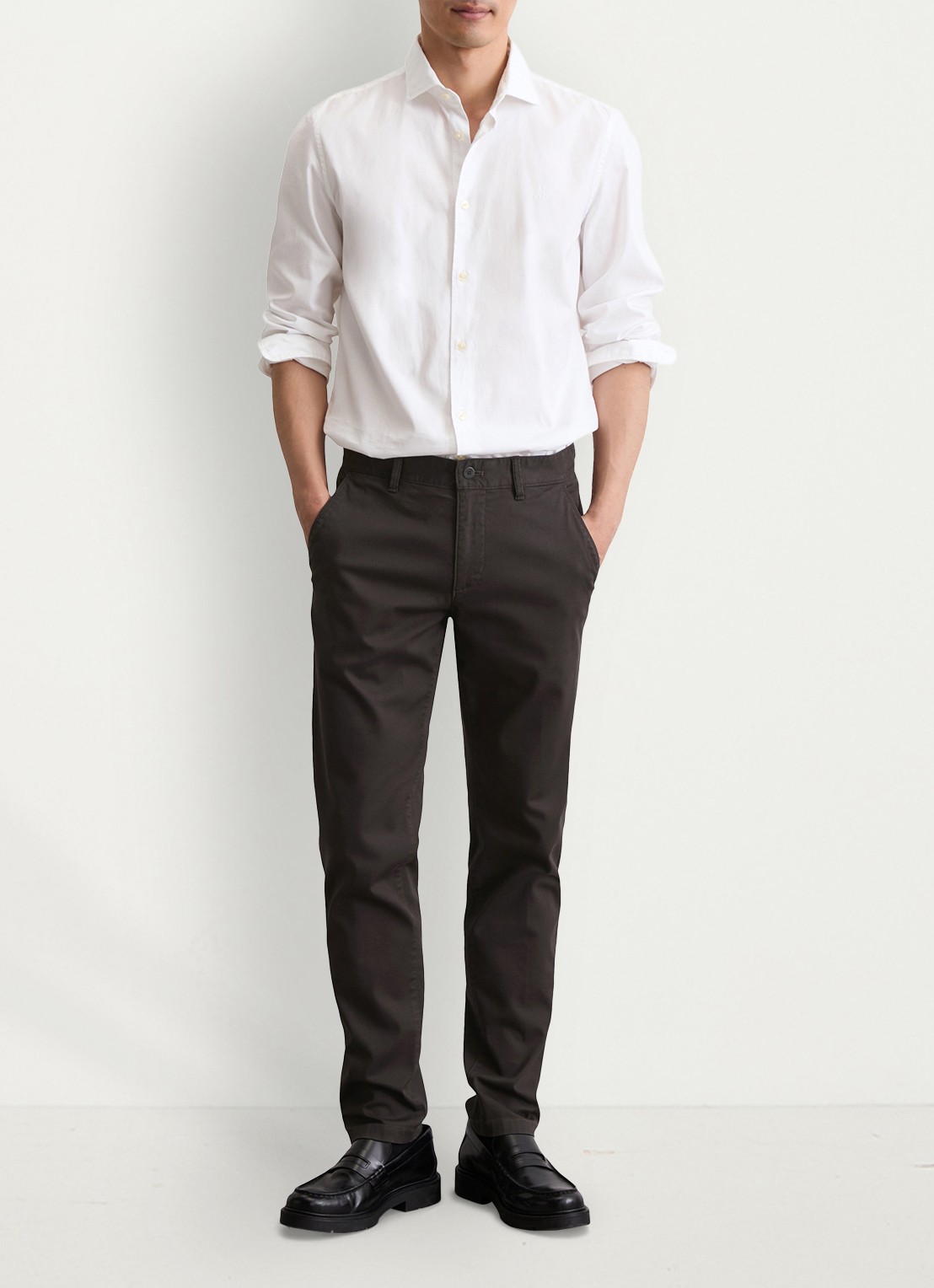 Marc O'Polo Stig shaped fit chino met stretch - voorkant 5 donkergrijs