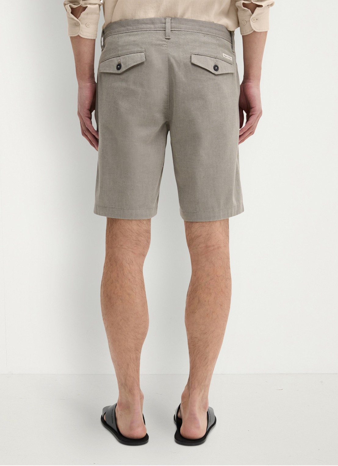 Marc O'Polo Straight fit korte broek met steekzakken - achterkant 4 black 48-0140 / grijs