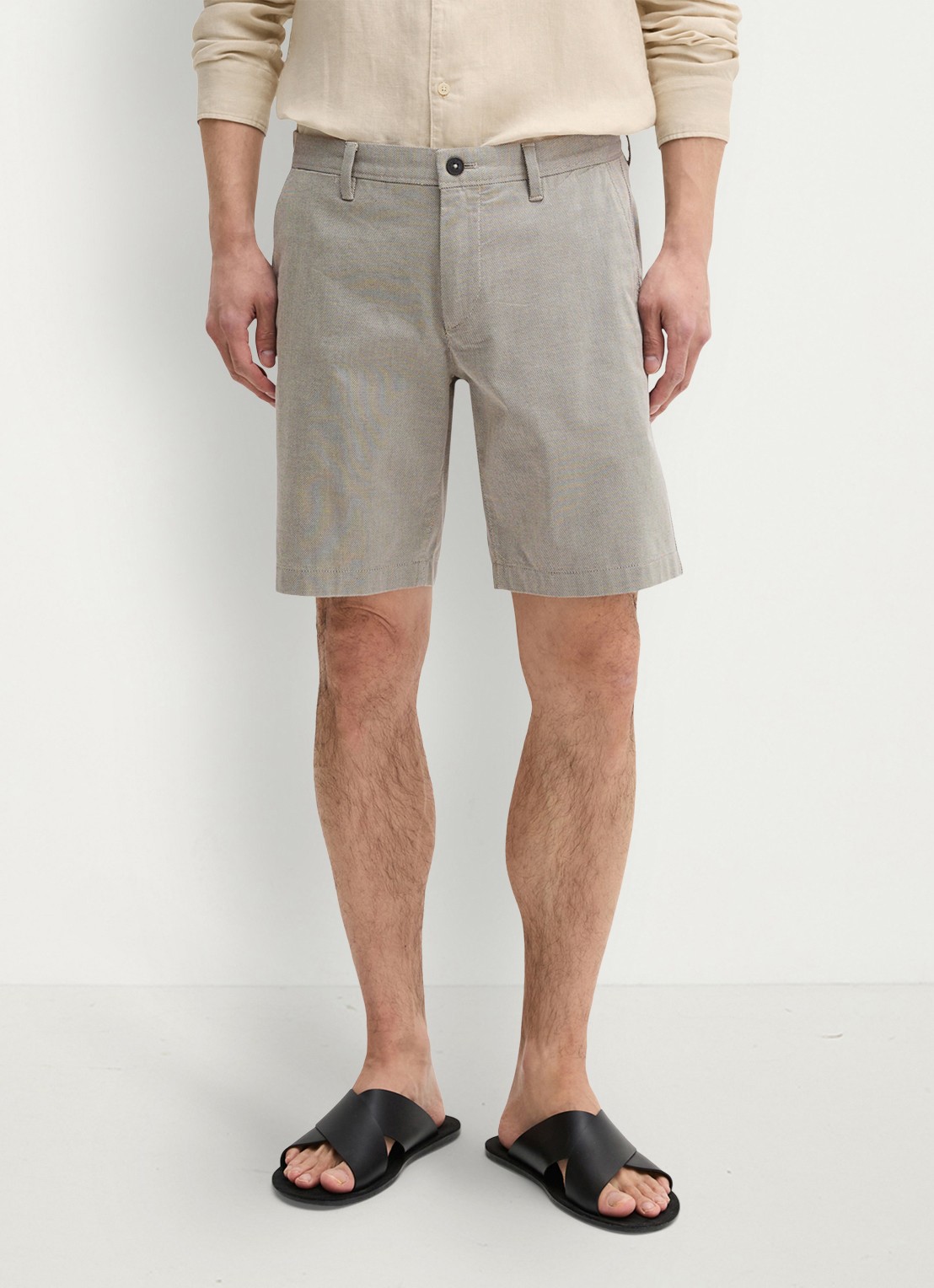 Marc O'Polo Straight fit korte broek met steekzakken - detail 5 black 48-0140 / grijs
