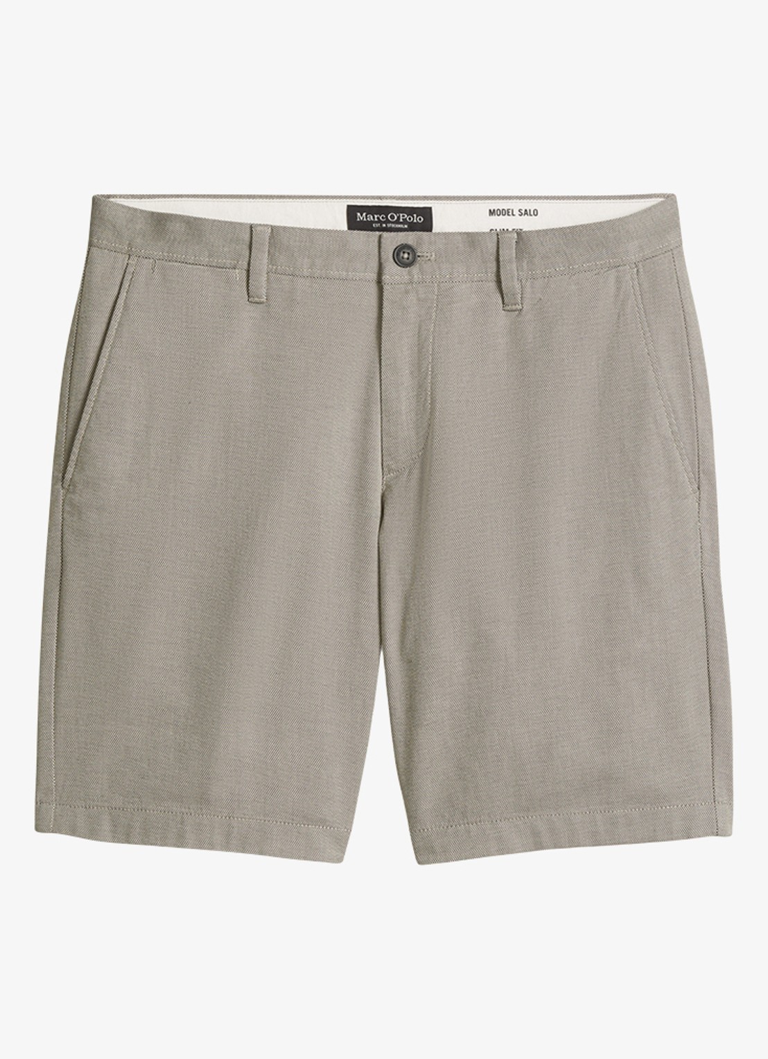 Marc O'Polo Straight fit korte broek met steekzakken - voorkant 3 black 48-0140 / grijs