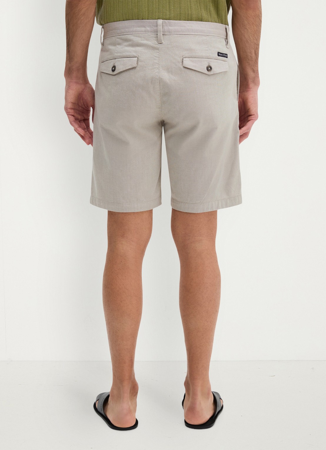 Marc O'Polo Straight fit korte broek met steekzakken - achterkant 4 light green 34-4090 / beige