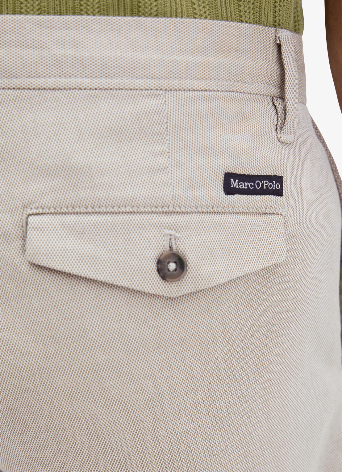 Marc O'Polo Straight fit korte broek met steekzakken - detail 3 light green 34-4090 / beige