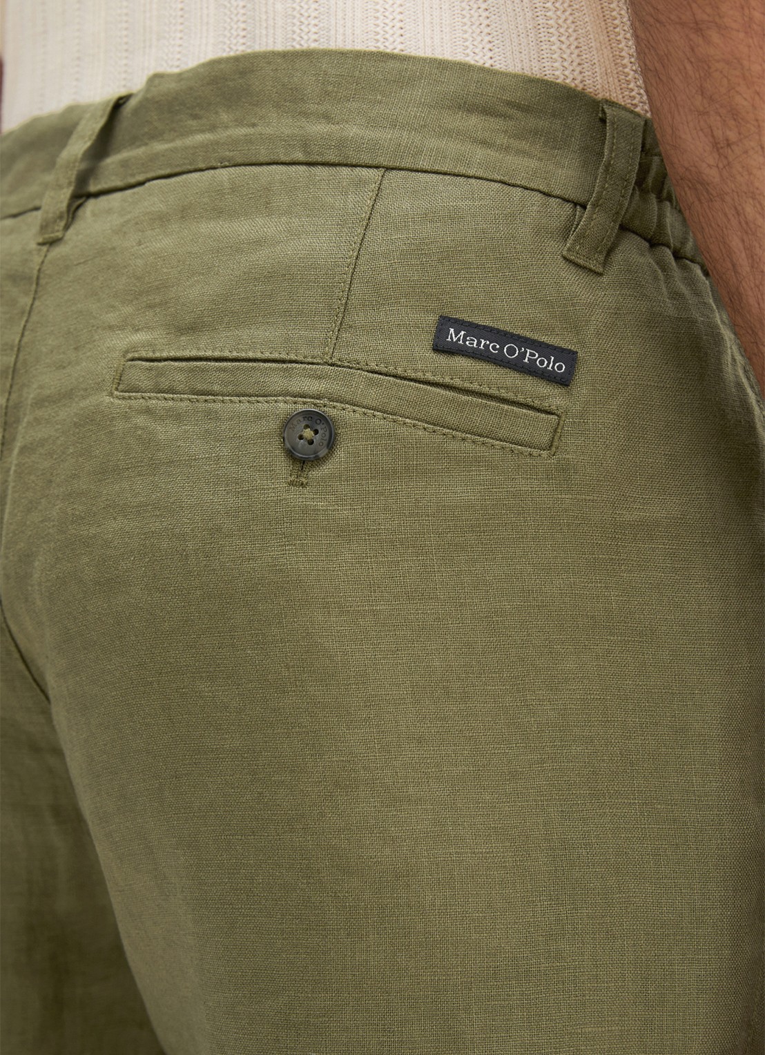Marc O'Polo Straight fit korte broek van linnen - detail 2 fresh seaweed-2945 / groen