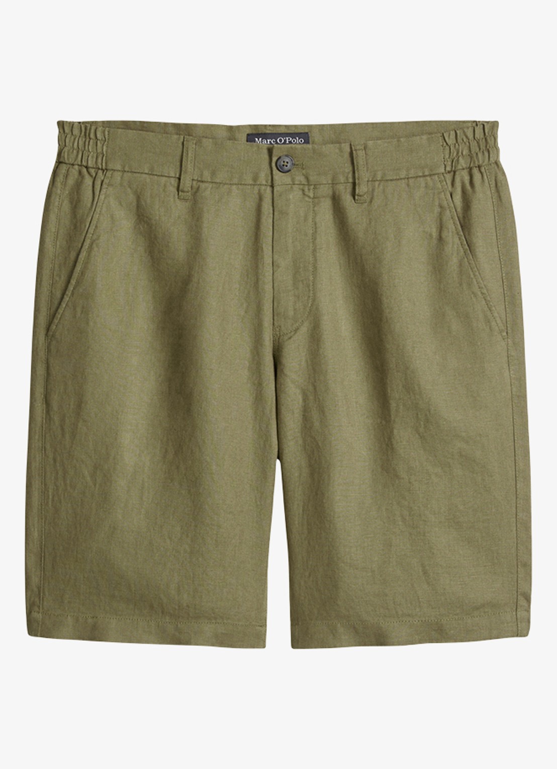Marc O'Polo Straight fit korte broek van linnen - voorkant 3 fresh seaweed-2945 / groen