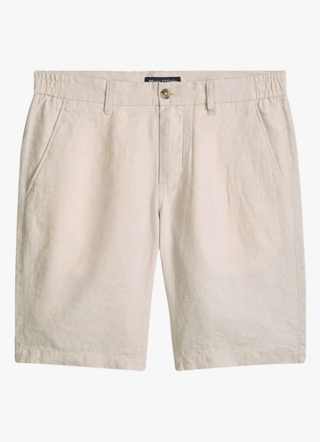 Marc O'Polo Straight fit korte broek van linnen - voorkant 3 grey silk-0924 / grijs