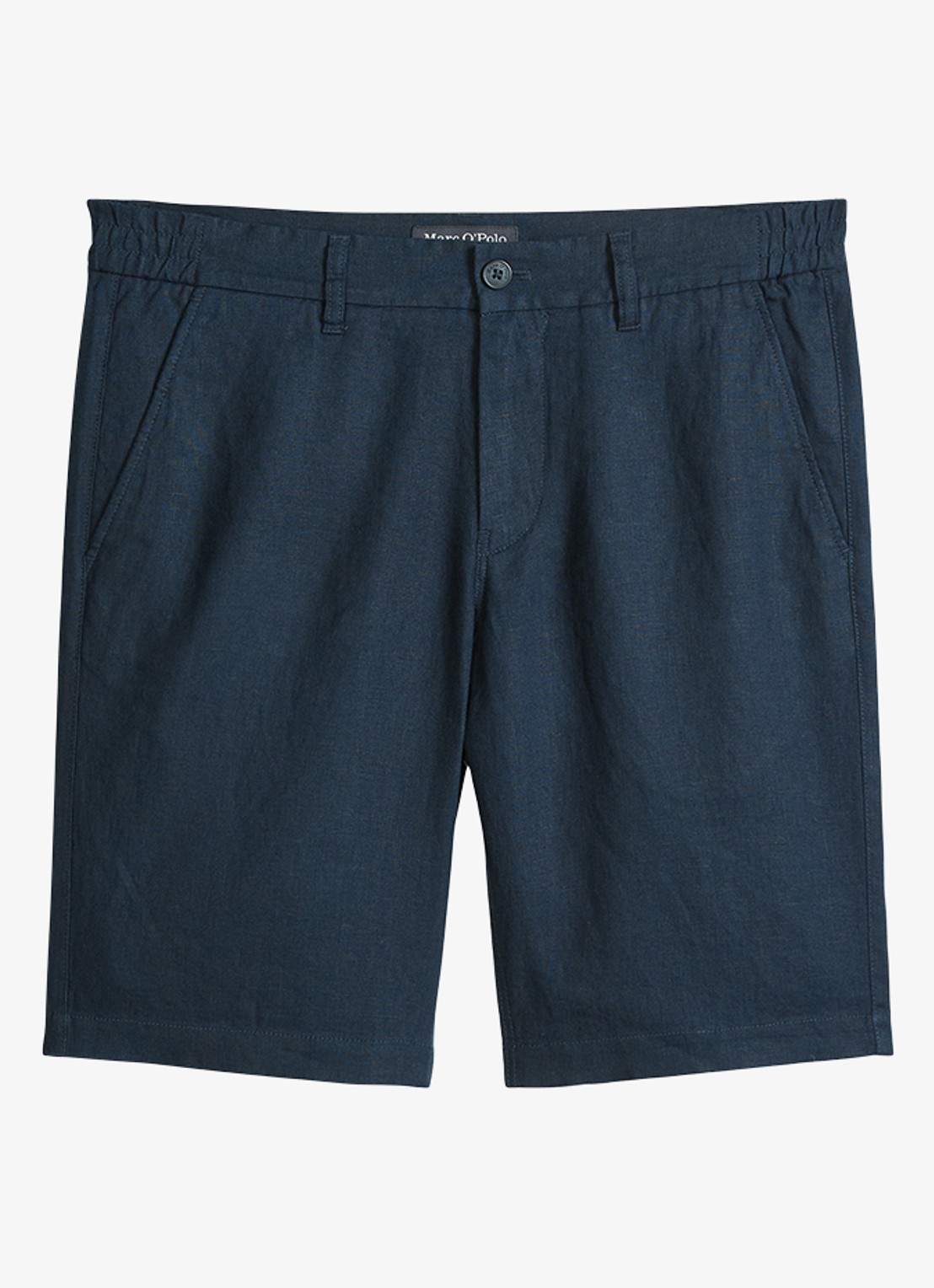 Marc O'Polo Straight fit korte broek van linnen - voorkant 3 dark navy-4131 / blauw