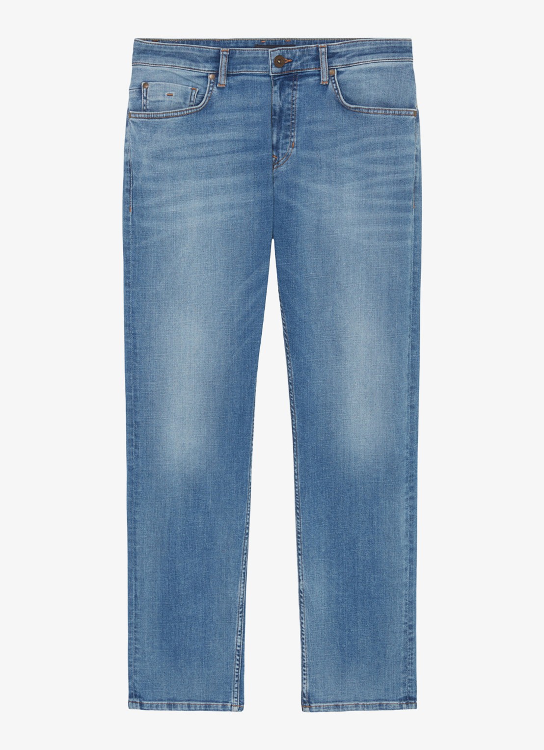 Marc O'Polo Straight leg jeans met donkere wassing - voorkant authentic mid wash-4844 / blauw