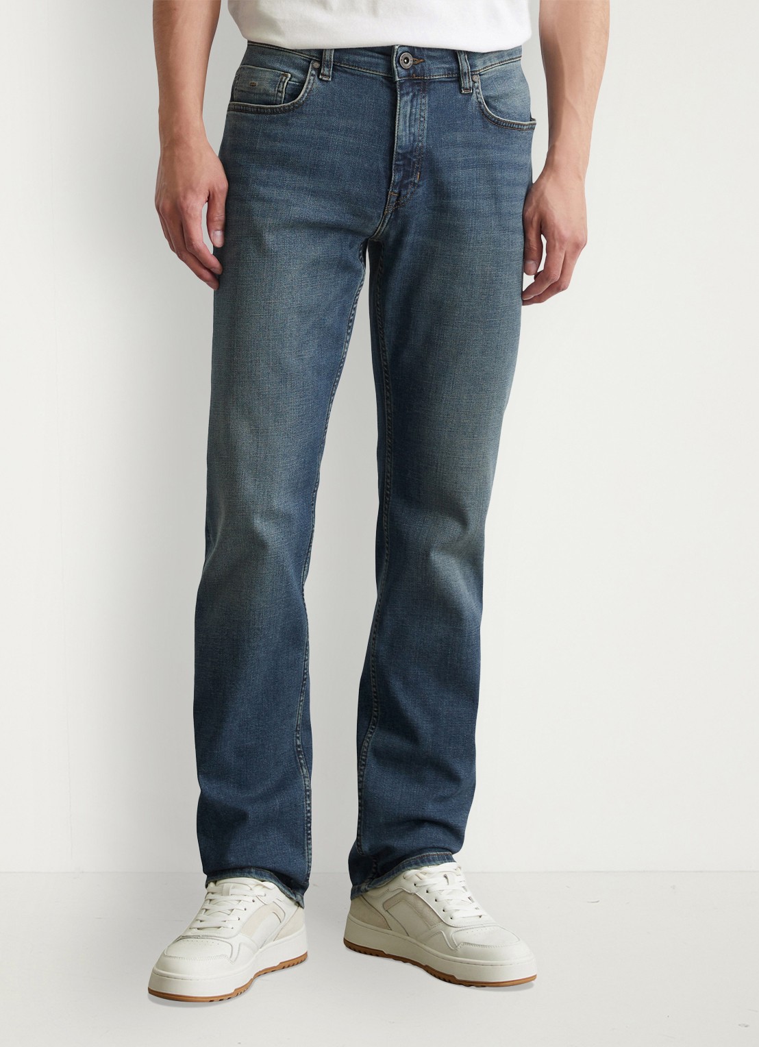 Marc O'Polo Straight leg jeans met donkere wassing - detail 3 deep indigo vintage-089 / blauw