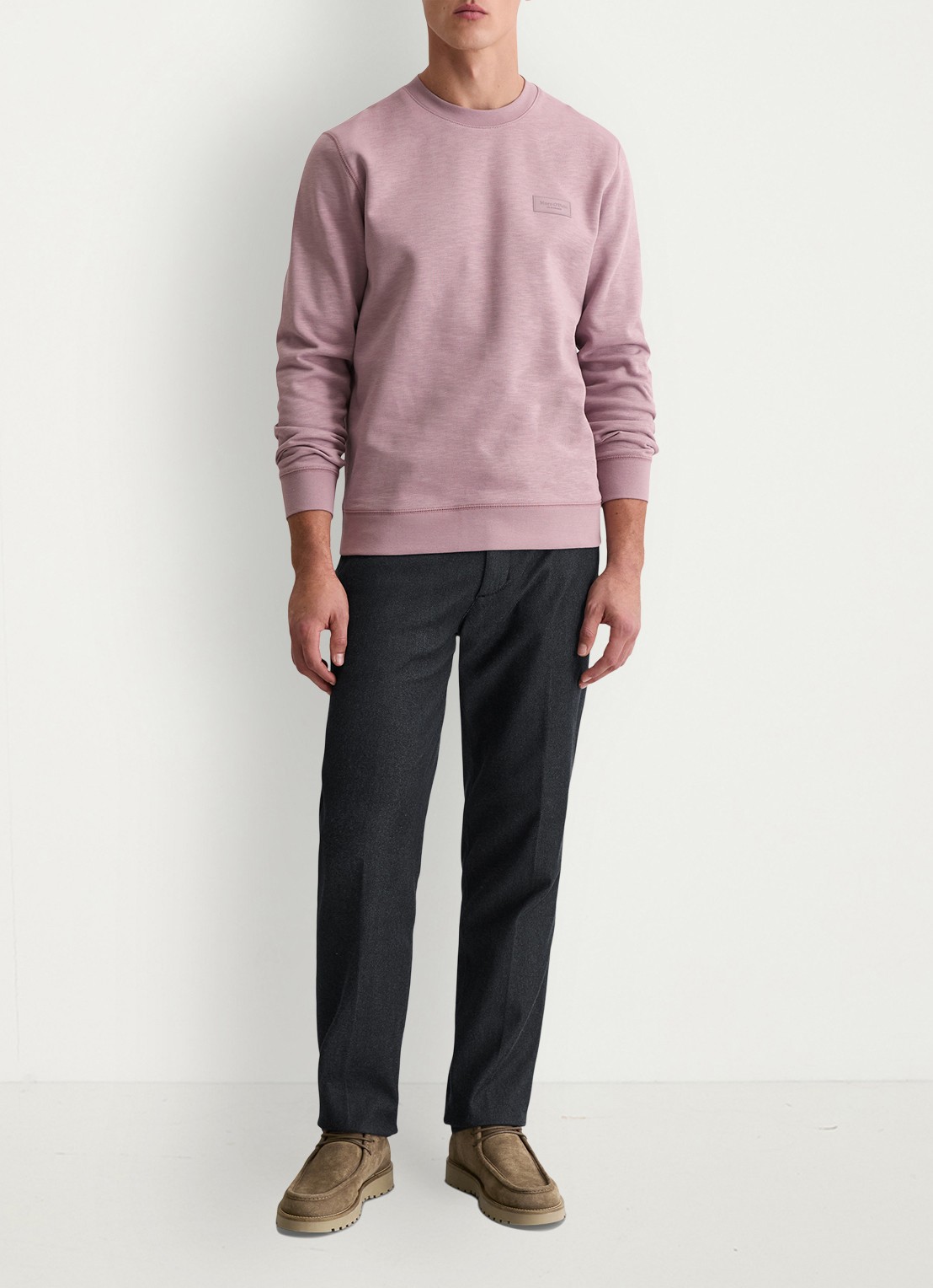 Marc O'Polo Sweater met logo - voorkant 2 lichtroze