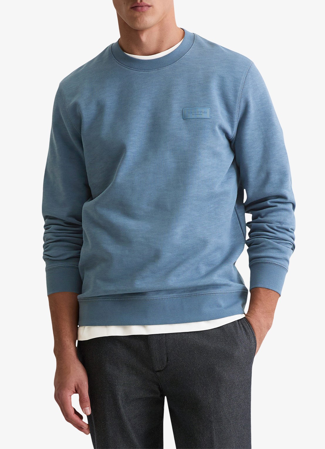 Marc O'Polo Sweater met logo - detail 3 blauwgrijs
