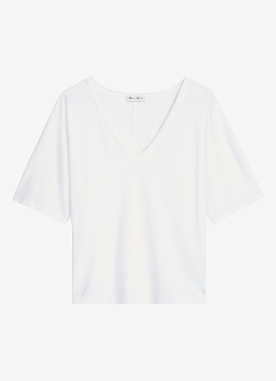 Marc O'Polo T-shirt in lyocell blend met V-hals - voorkant wit