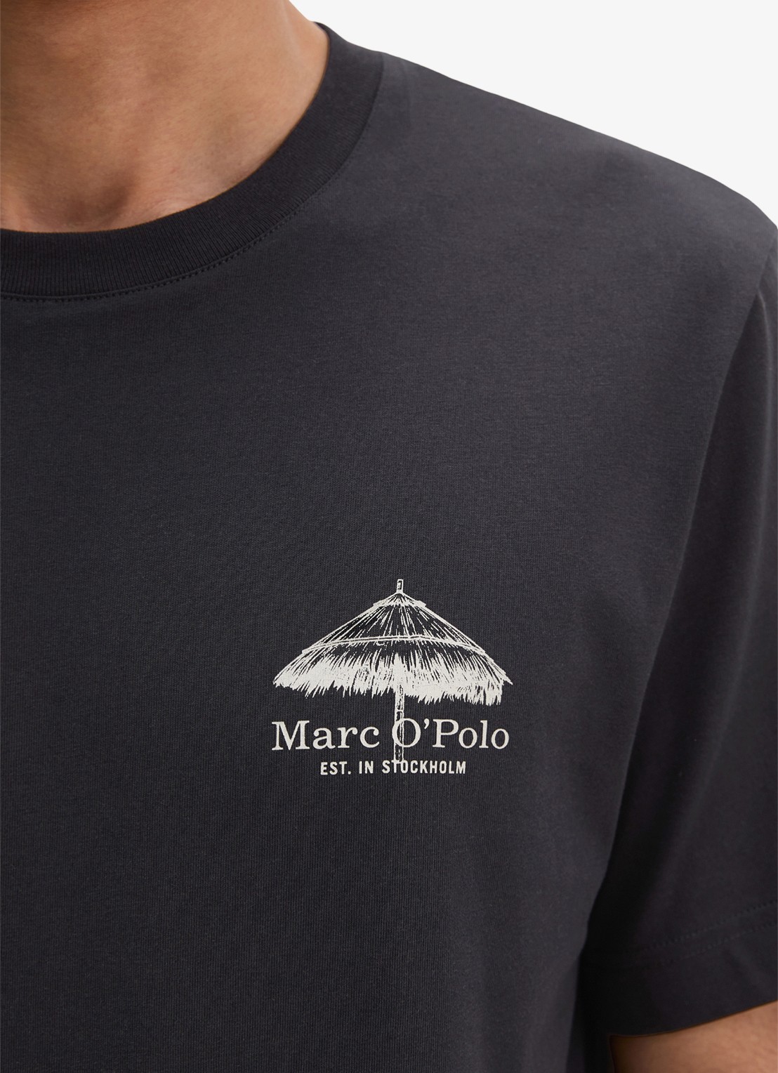 Marc O'Polo T-shirt met logo- en backprint - detail 5 black-0001 / zwart