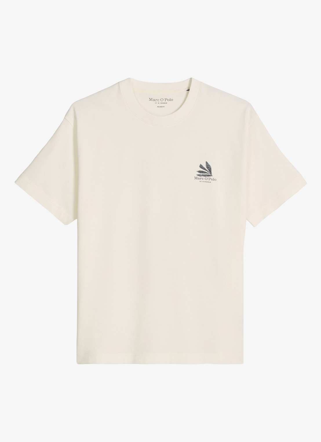 Marc O'Polo T-shirt met logo- en backprint - voorkant 3 silky white/1183