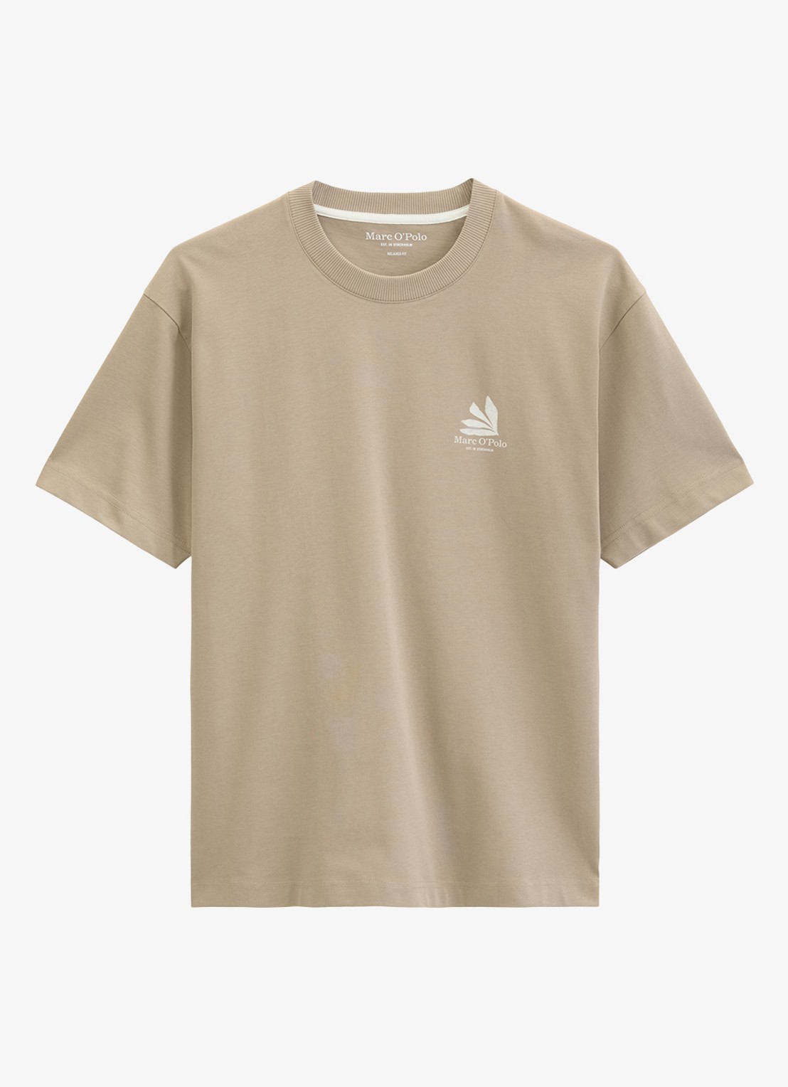 Marc O'Polo T-shirt met logo- en backprint - voorkant charleston gray/2124