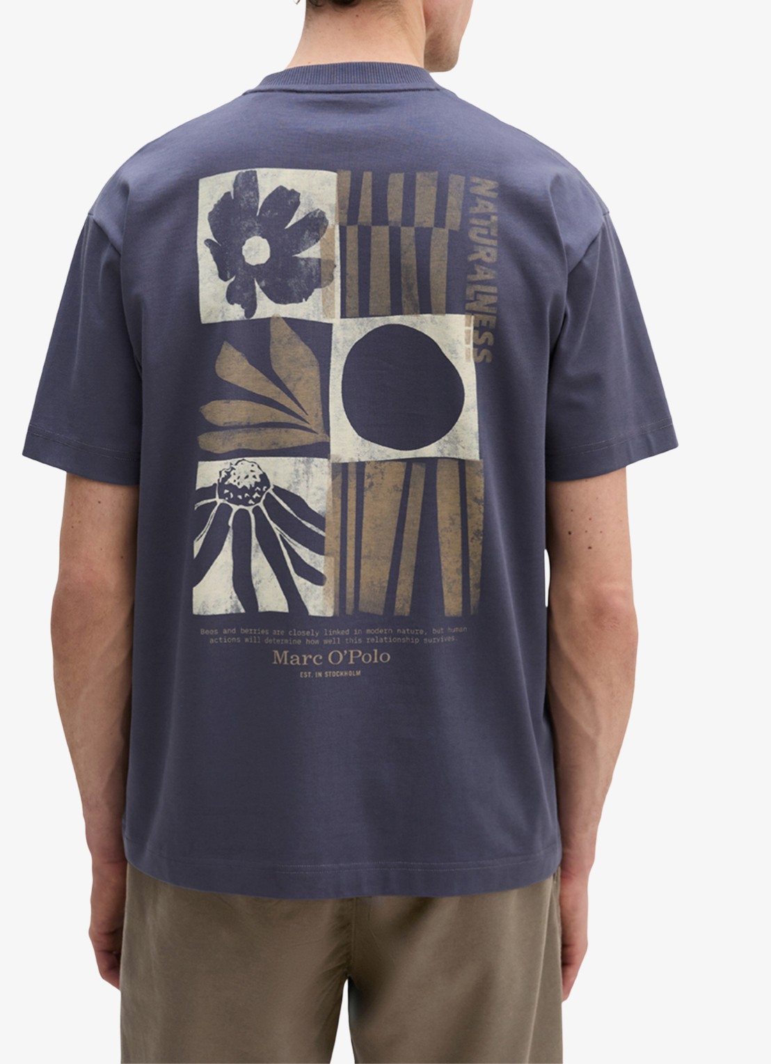 Marc O'Polo T-shirt met logo- en backprint - achterkant 2 faded blue/363