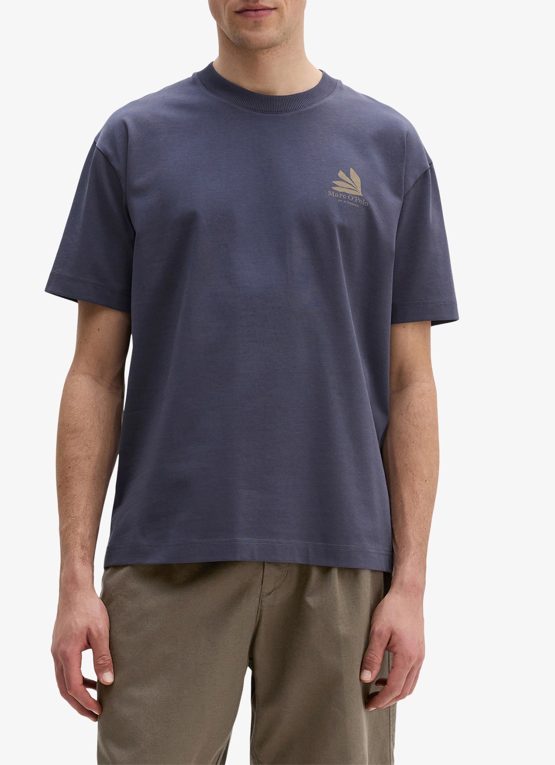 Marc O'Polo T-shirt met logo- en backprint - detail faded blue/363