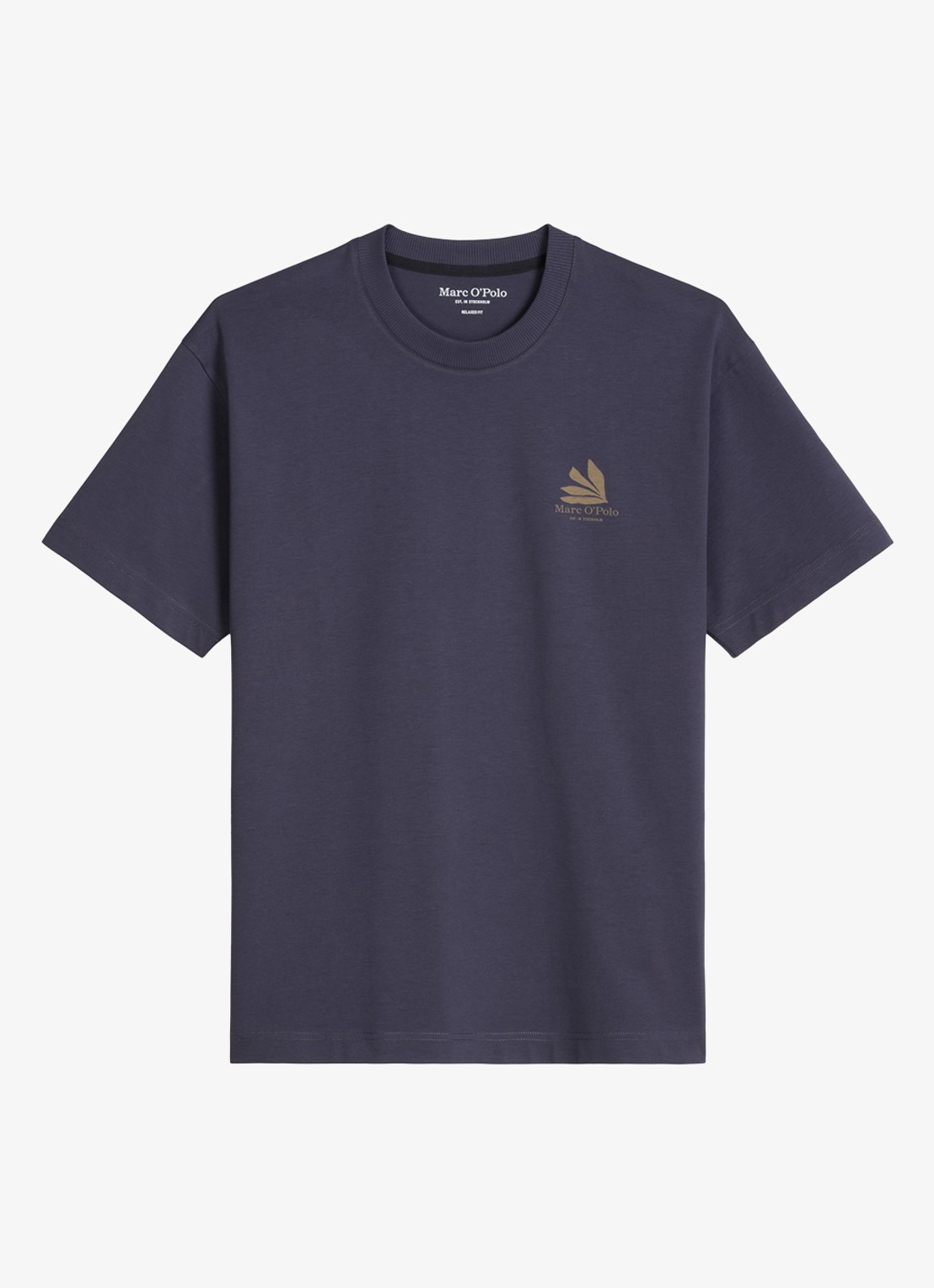 Marc O'Polo T-shirt met logo- en backprint - voorkant 3 faded blue/363