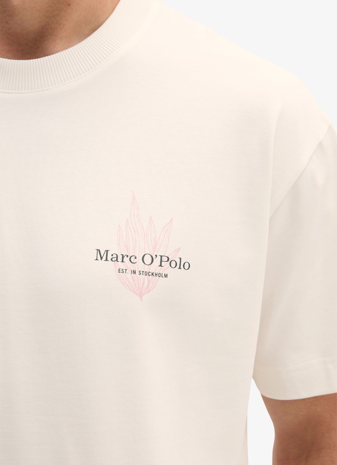 Marc O'Polo T-shirt met logo- en backprint - detail 5 gebroken wit