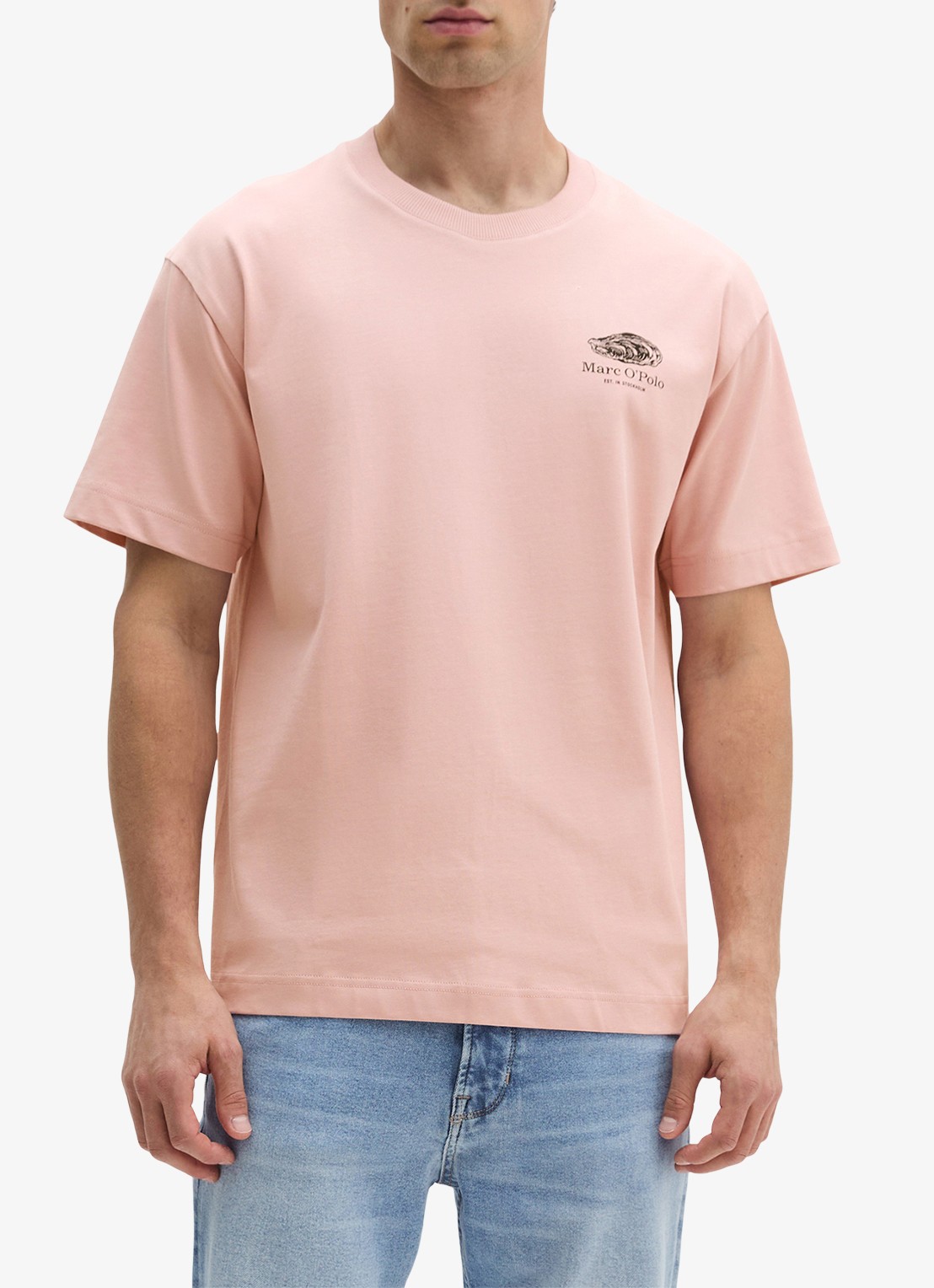 Marc O'Polo T-shirt met logo- en backprint - detail 4 roze