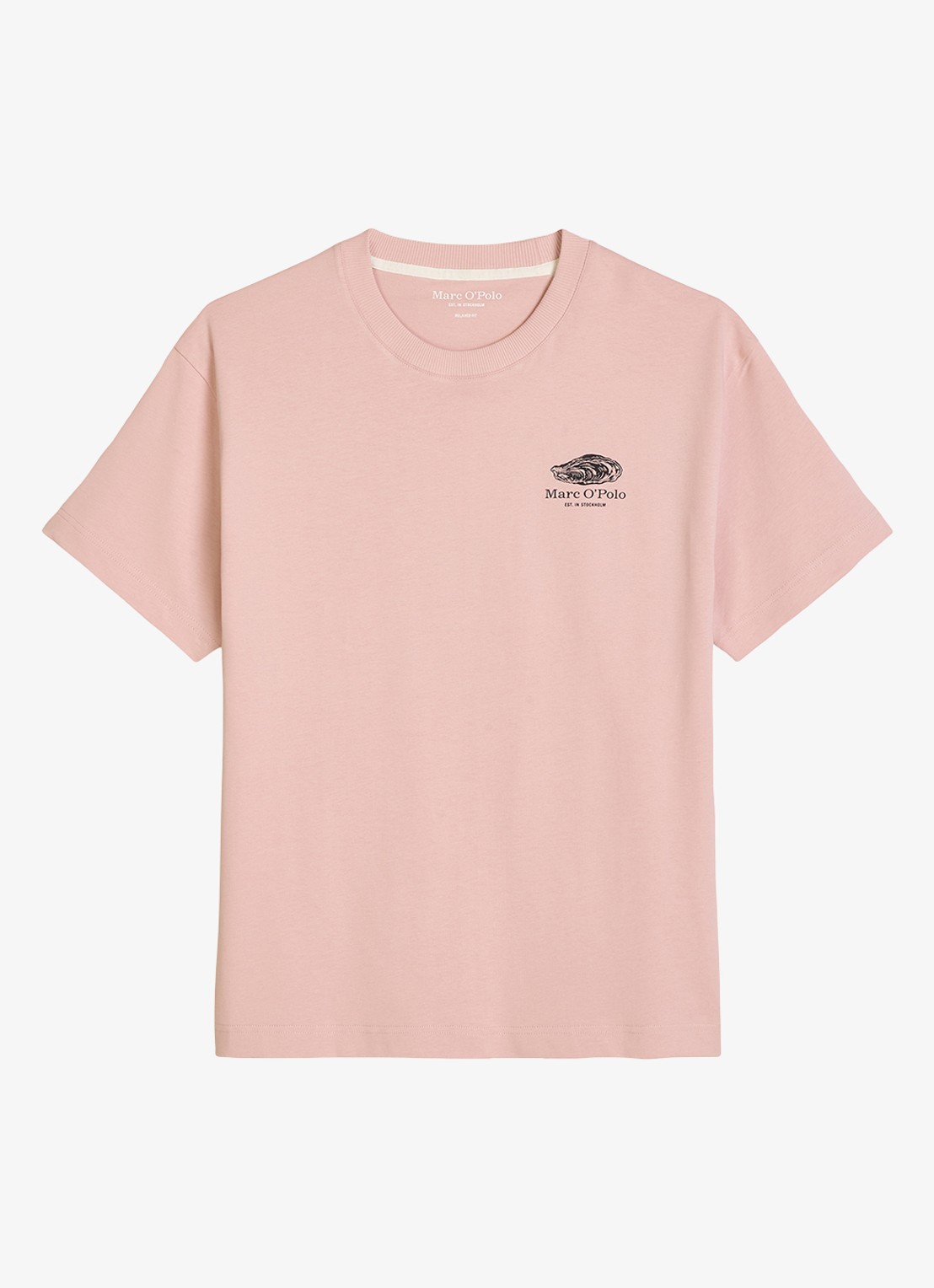 Marc O'Polo T-shirt met logo- en backprint - voorkant roze